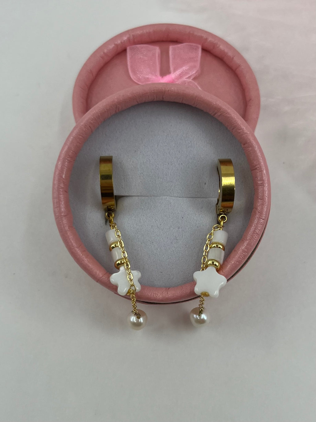Long Natural Pearl and Shell Drop Earrings