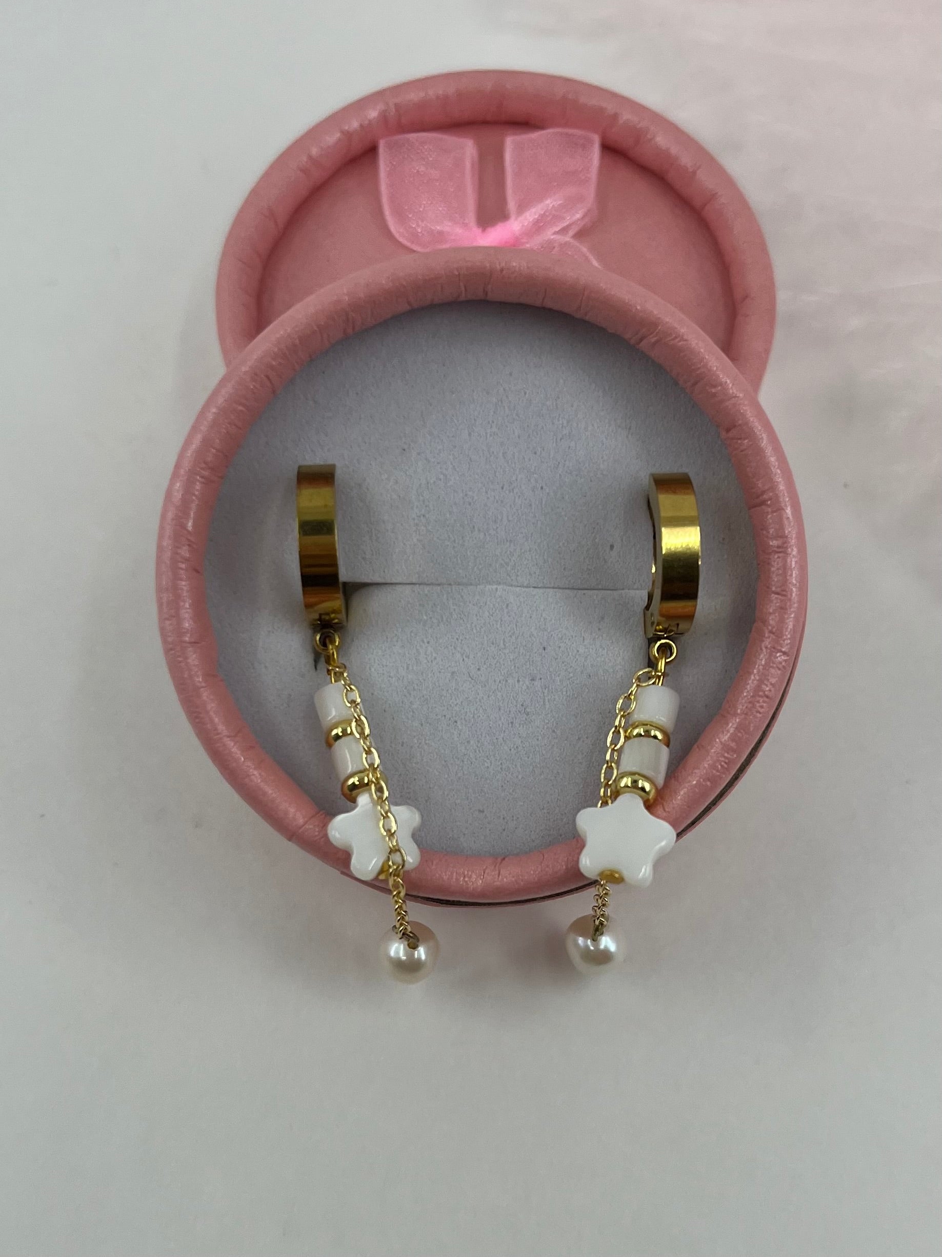 Long Natural Pearl and Shell Drop Earrings