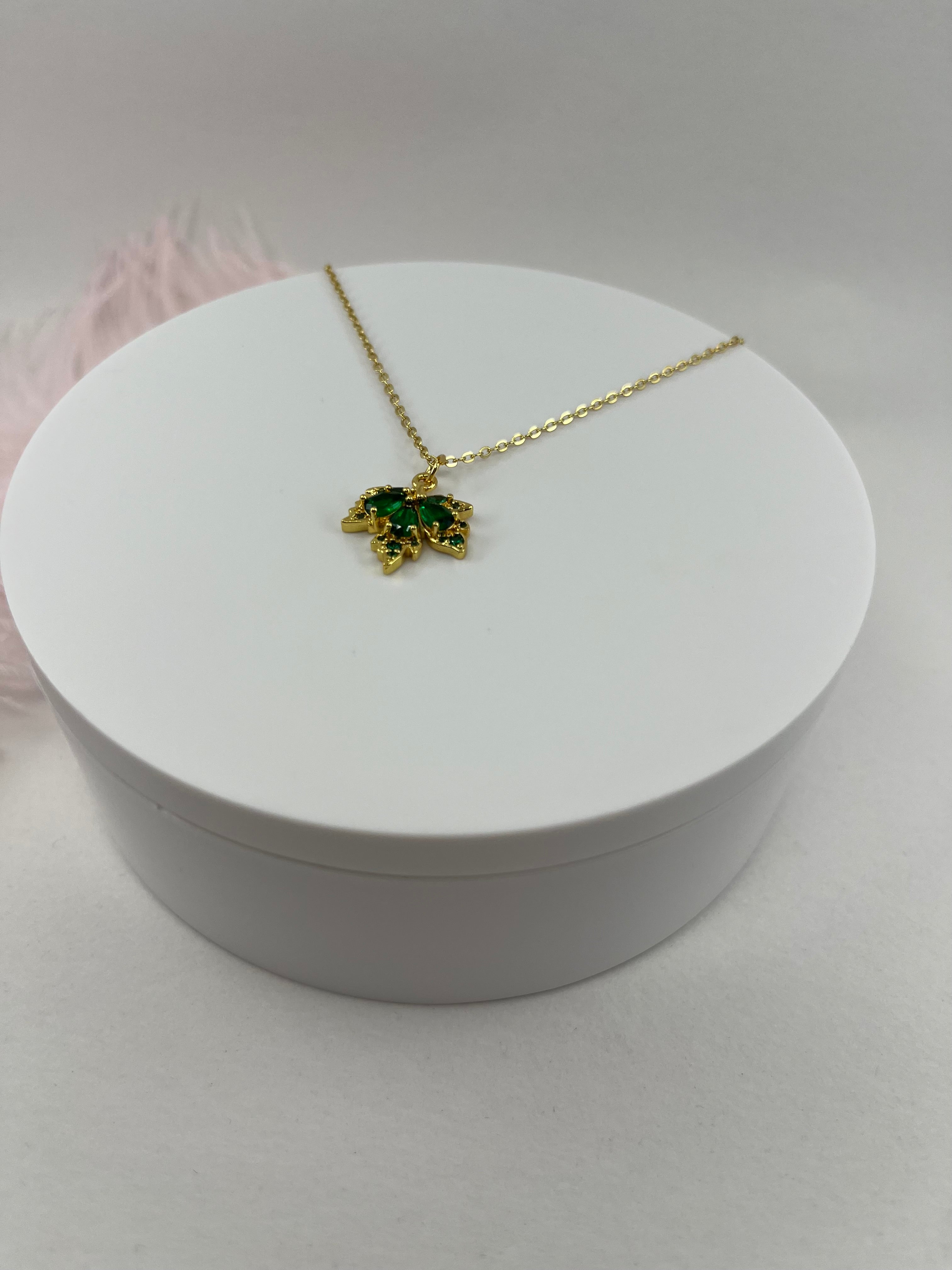 Necklace with 18K Gold maple leaf pendant