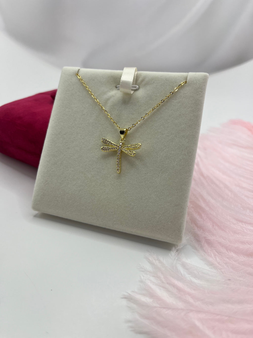 Dragonfly Necklace, pendant  Real 18K Gold Plated