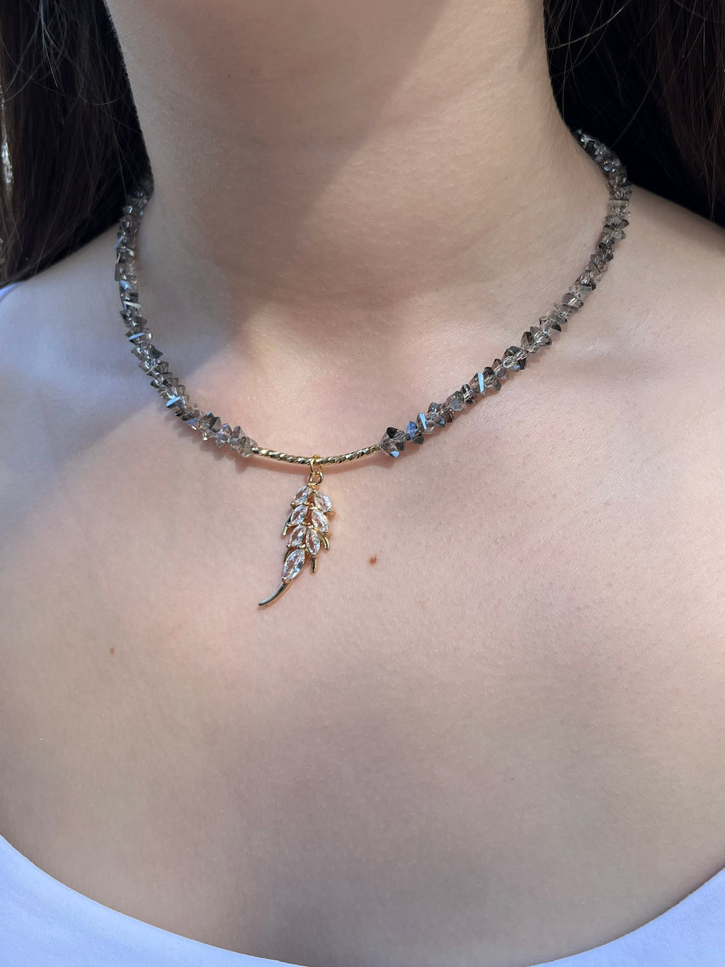 Set: Jeaf Crystal Necklace and Earrings – 18K Gold Plated, Cubic Zirconia
