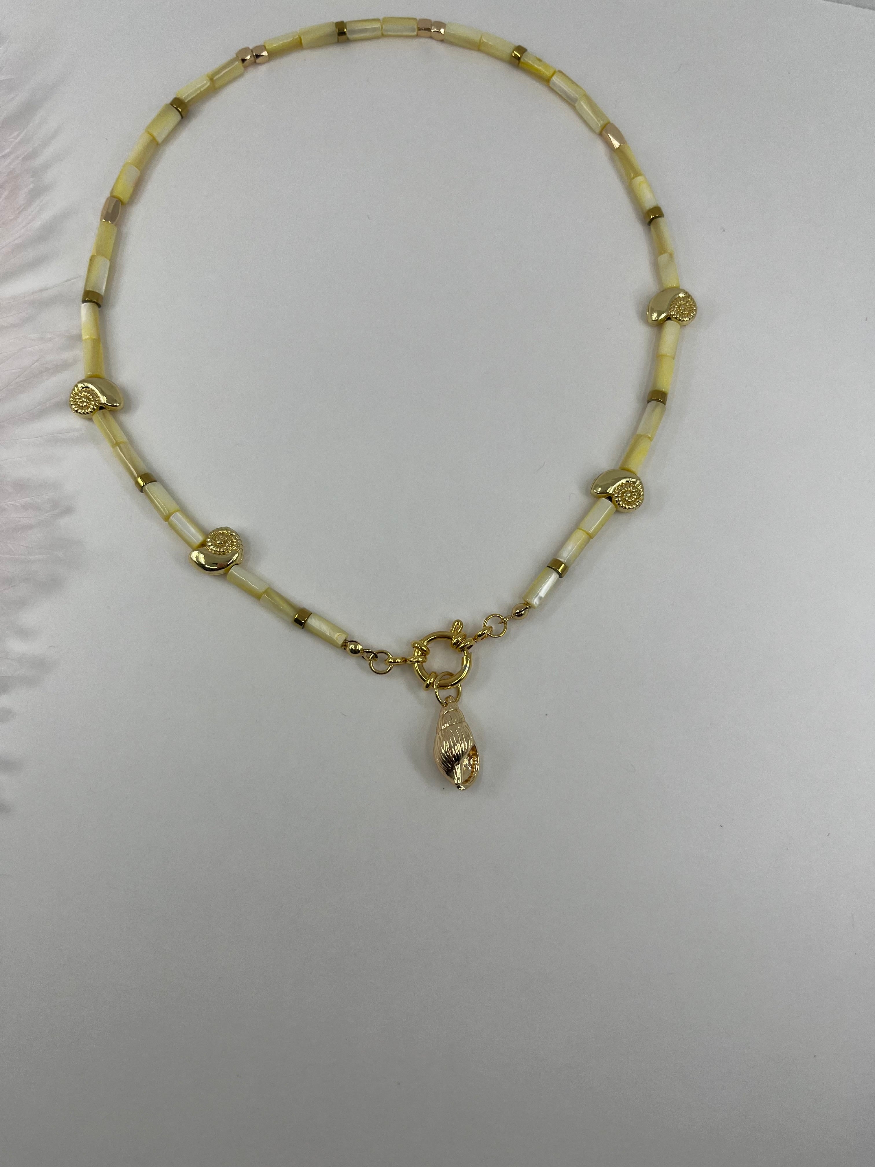 Natural Shell Necklace with Conch/Star/Fish Charm, 18K Gold Plated