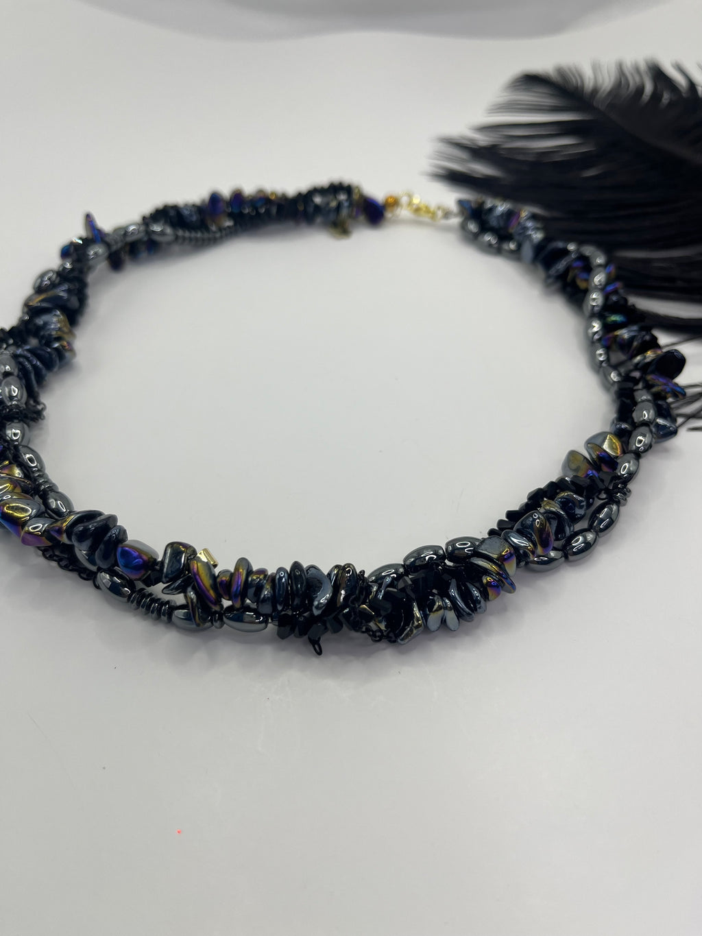 Layered Hematite choker necklace