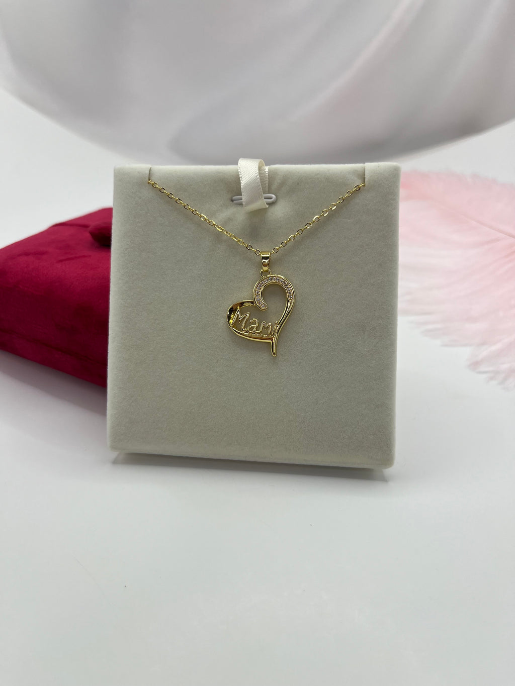 Mothers Necklace, Heart pendant  Real 18K Gold Plated