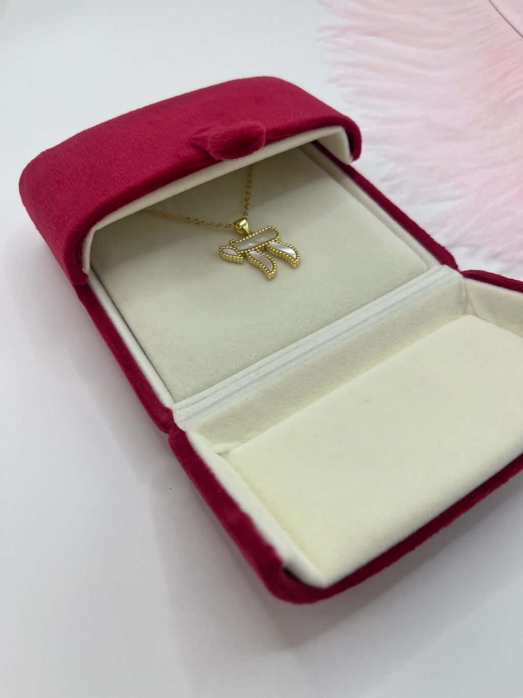 Chai Jewish Necklace – Natural White Shell & 18K Gold Plated Chain, including velvet box