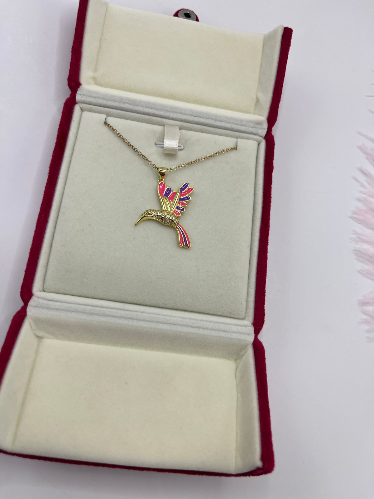 Hummingbird Necklace, Real 18K Gold Plated