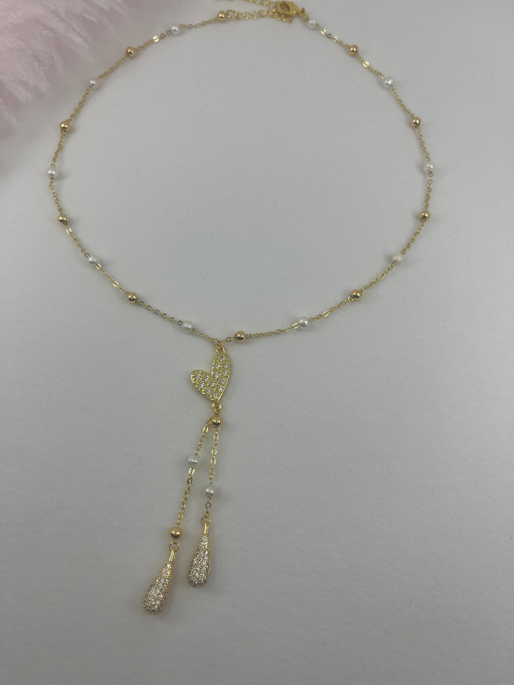 Natural Pearl Y-Necklace, 18k gold plated