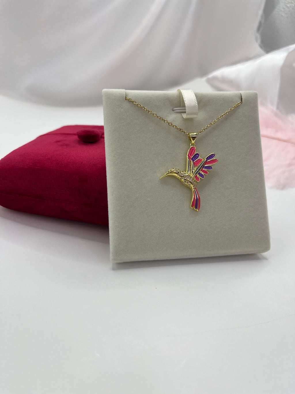 Hummingbird Necklace, Real 18K Gold Plated