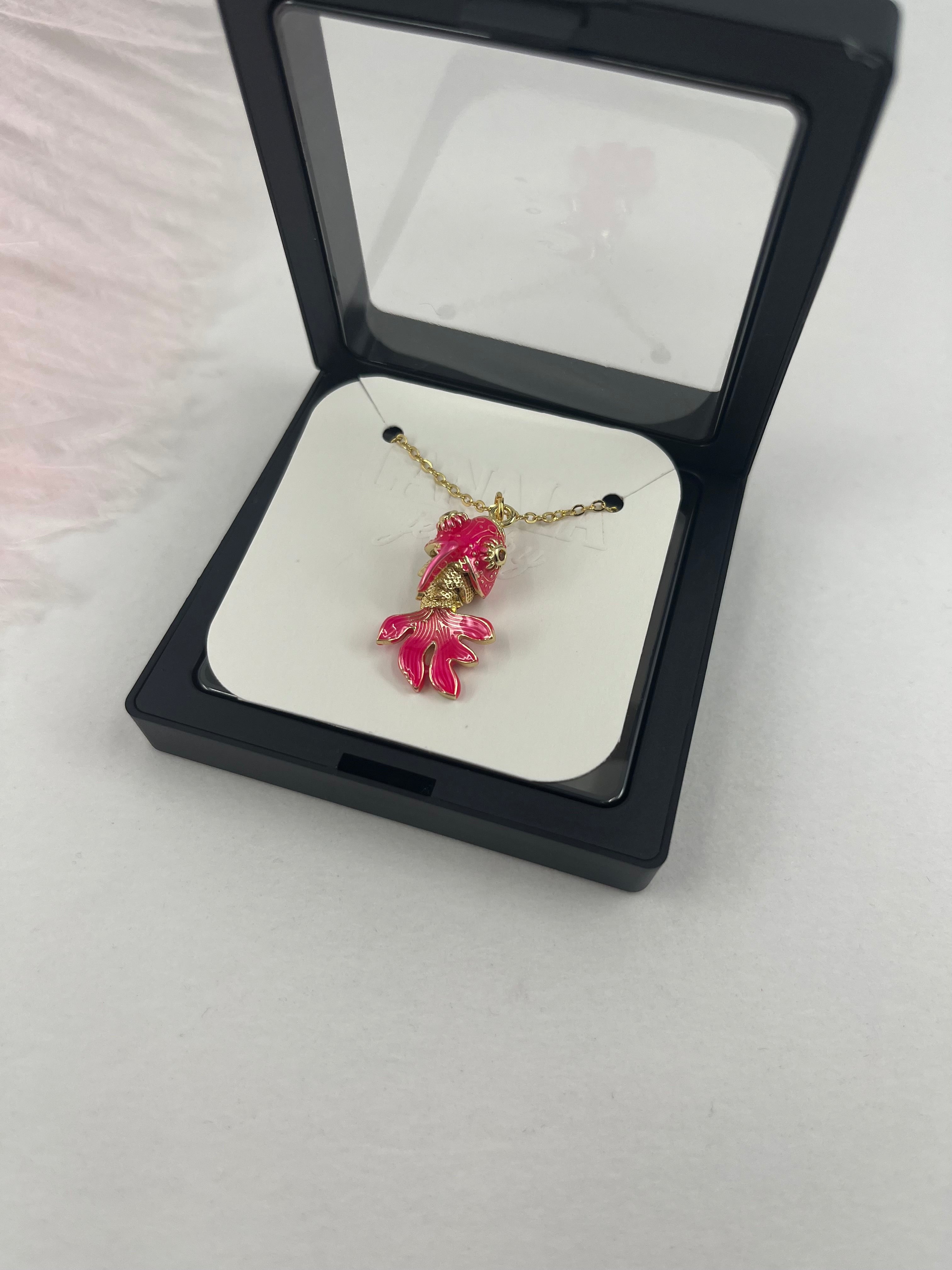 Fish enamel choker necklace, 18k gold plated