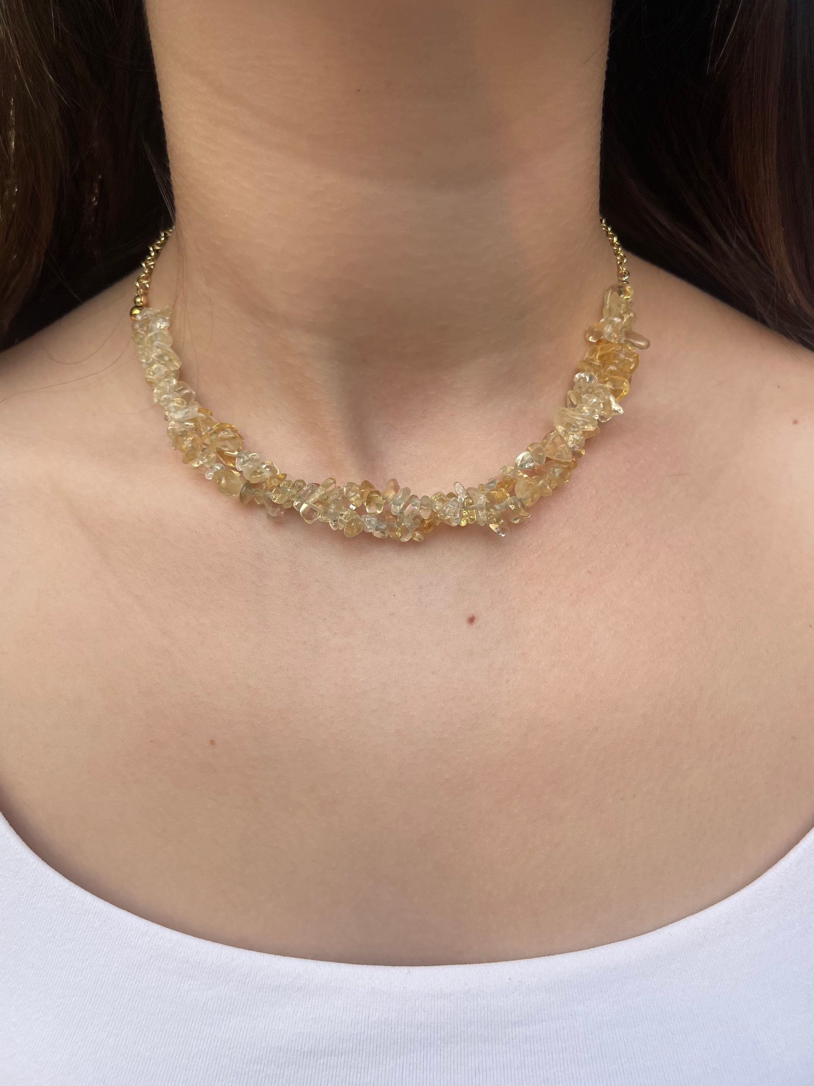 Natural Citrine Necklace, 18k gold plated