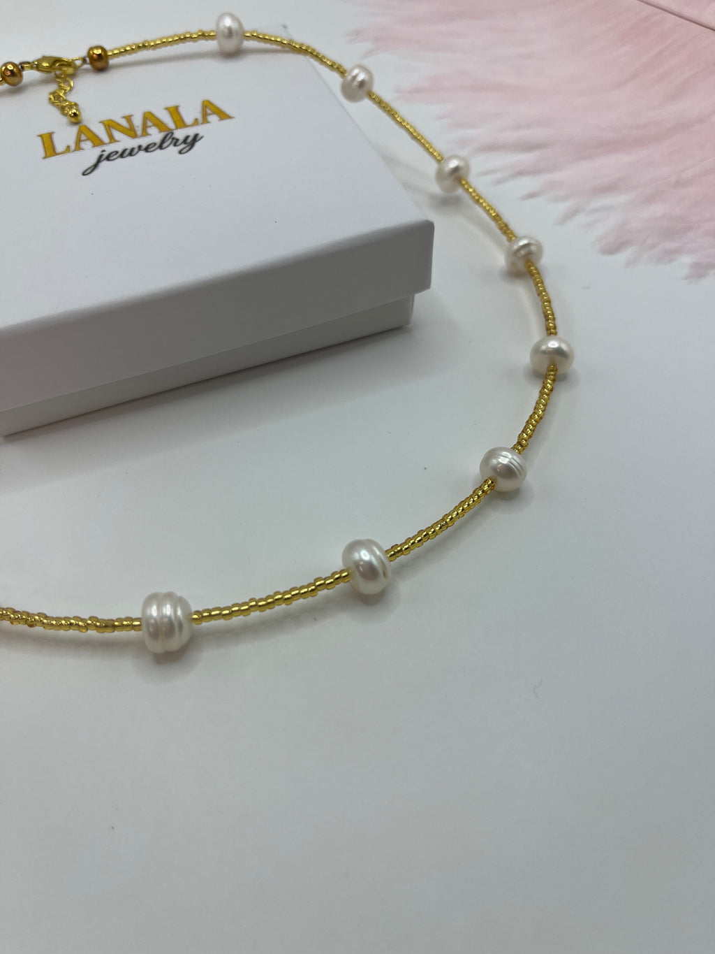 Freshwater Pearl & Miyuki Glass Bead Necklace – 18K Gold Plated Clasp