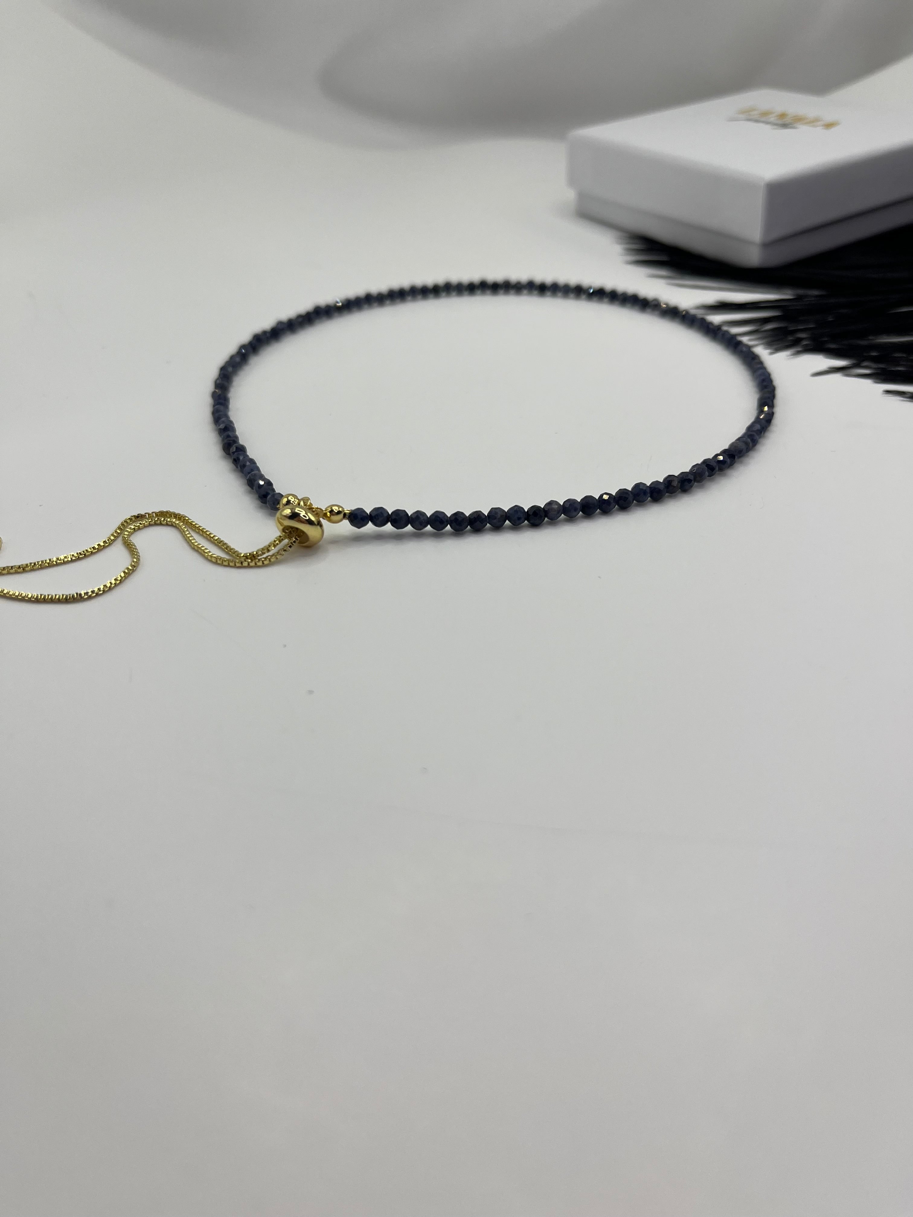 Sapphire Slider Y-Necklace, 18k gold plated
