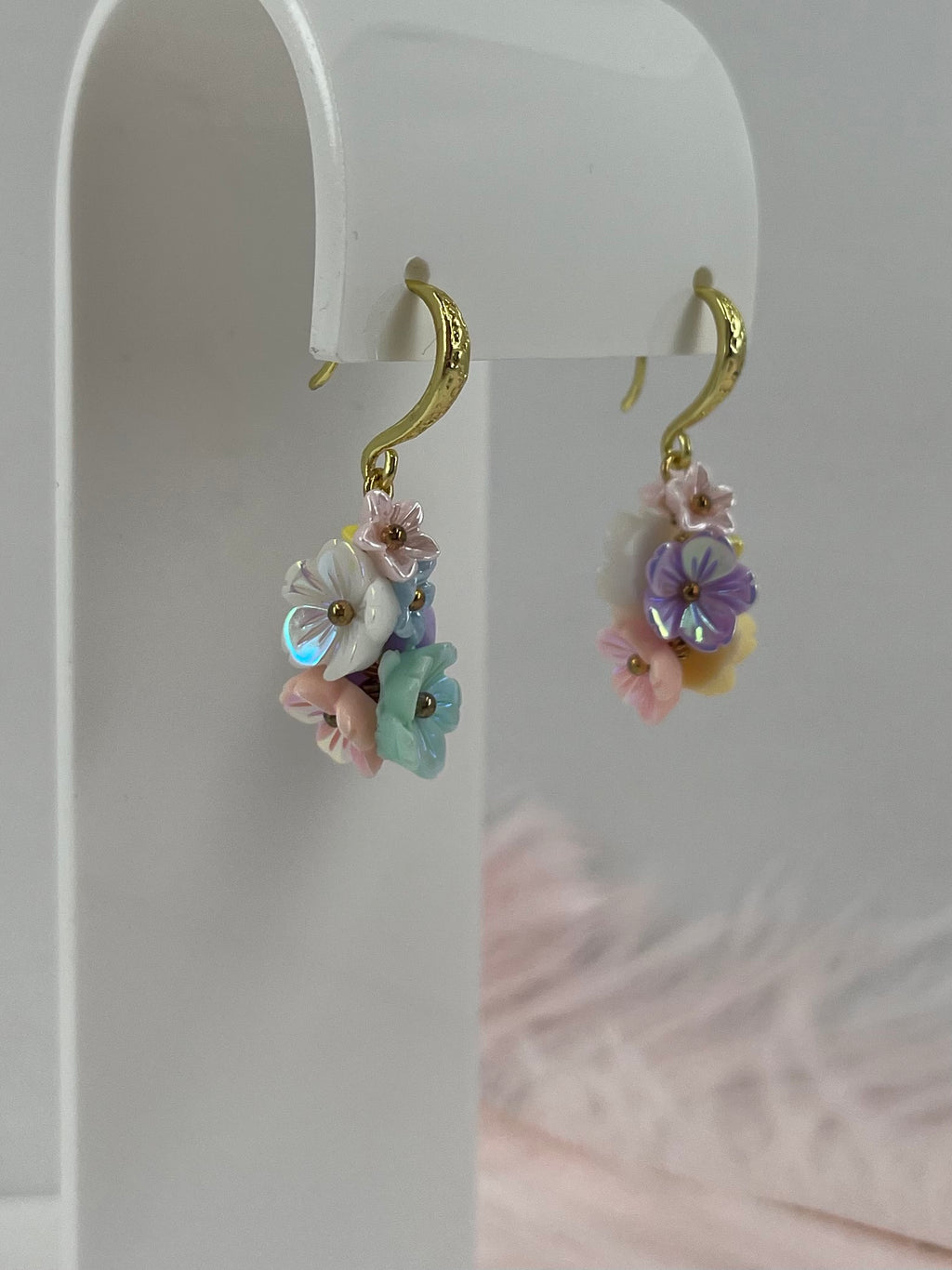 Flower Earrings, 18K Gold Plated
