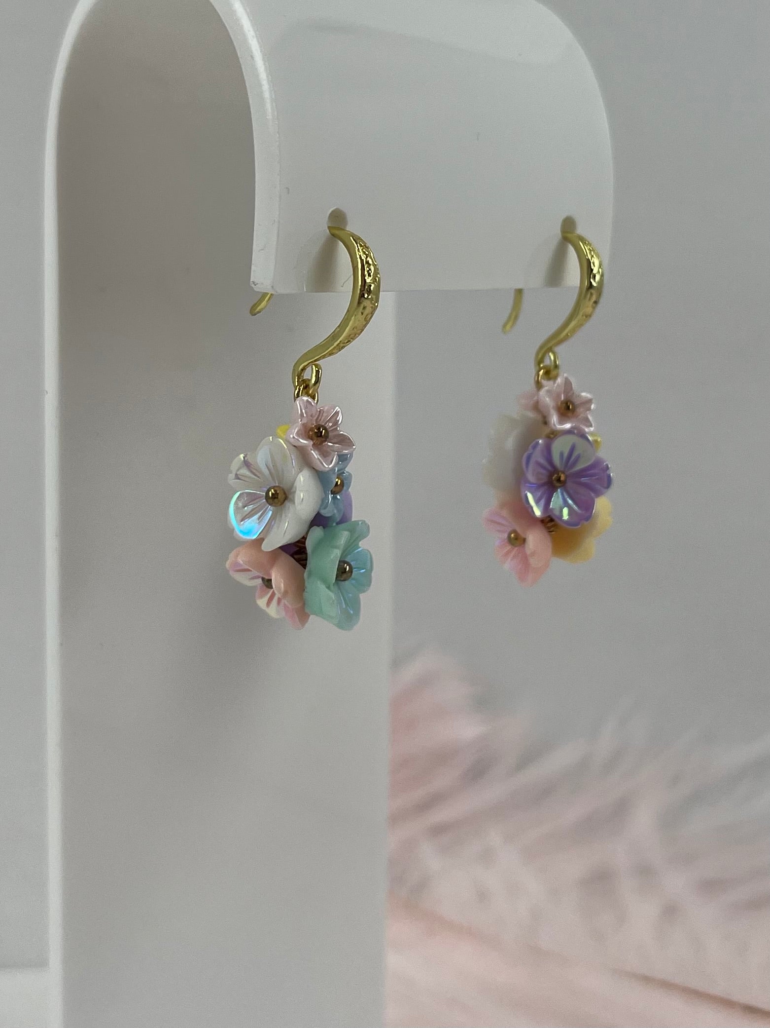 Flower Earrings, 18K Gold Plated