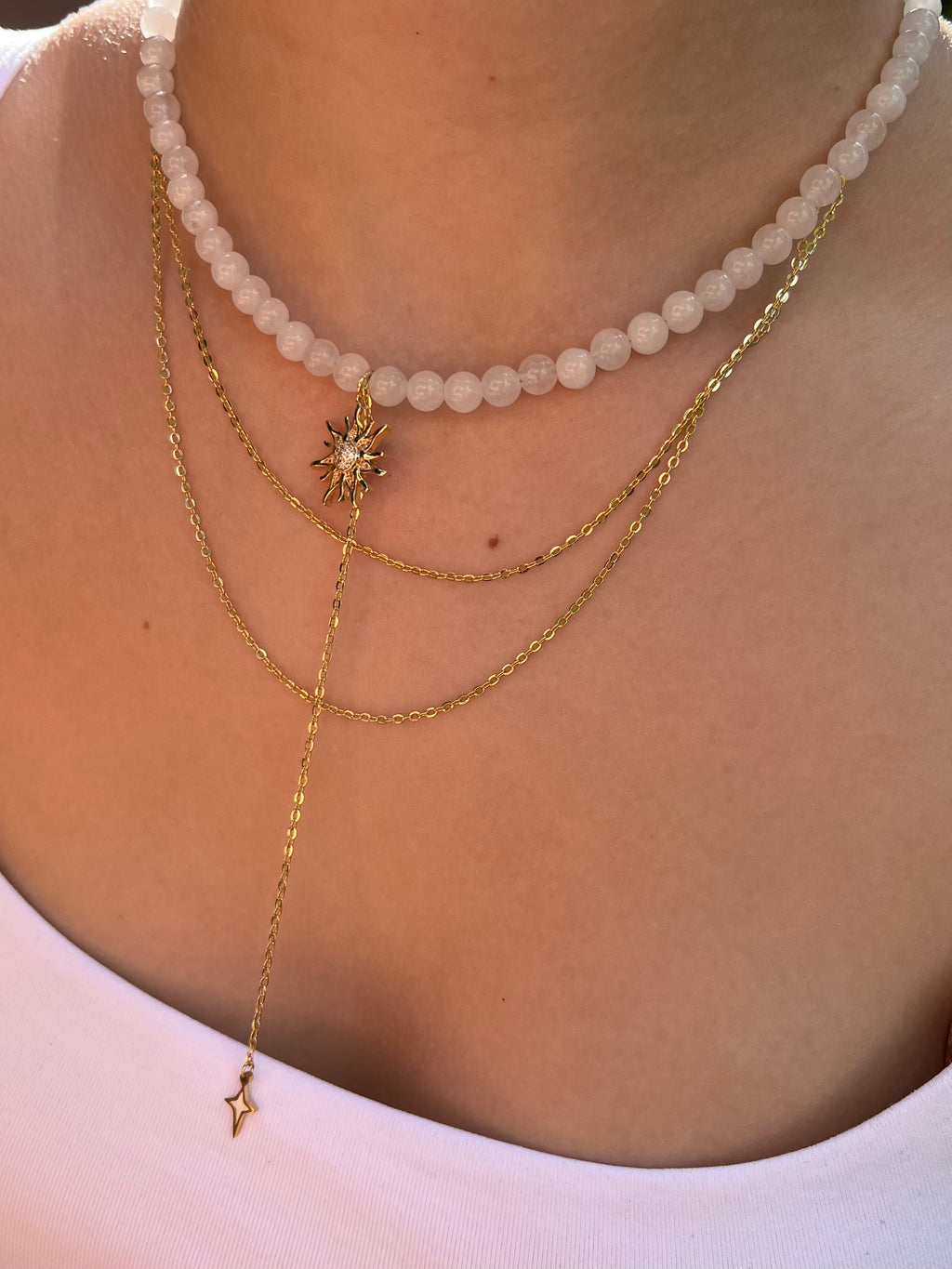 White Jade Y - Necklace Sun pendant – 18K Gold Plated
