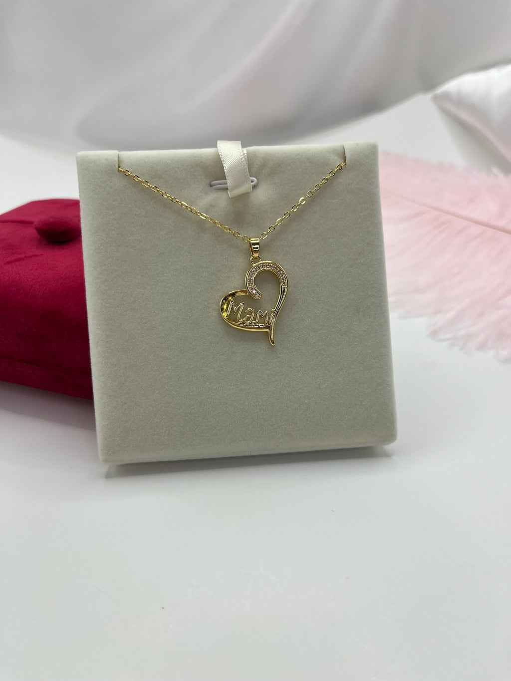 Mothers Necklace, Heart pendant  Real 18K Gold Plated