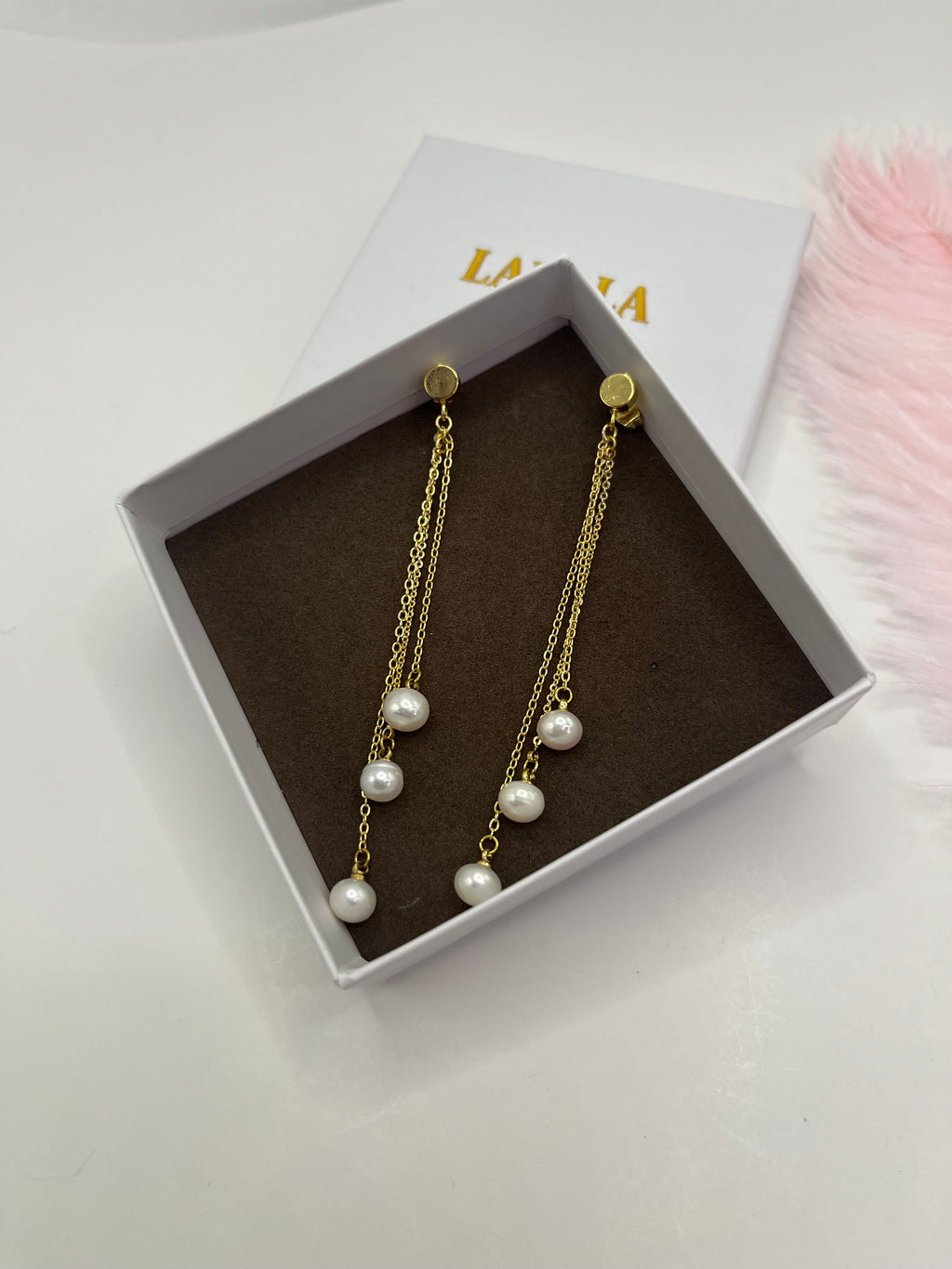 Long Natural Pearl Drop Earrings