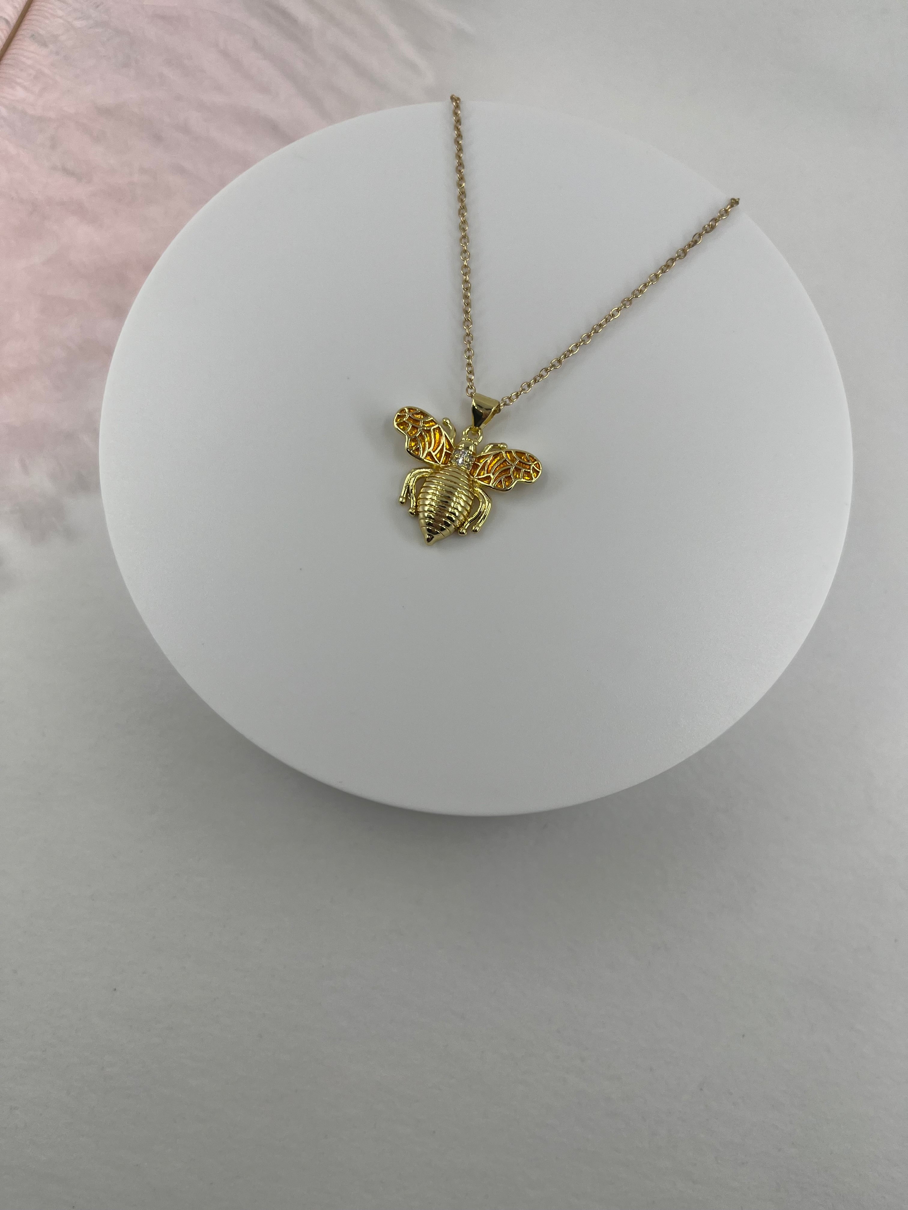 Bee choker necklace, 18k gold plated