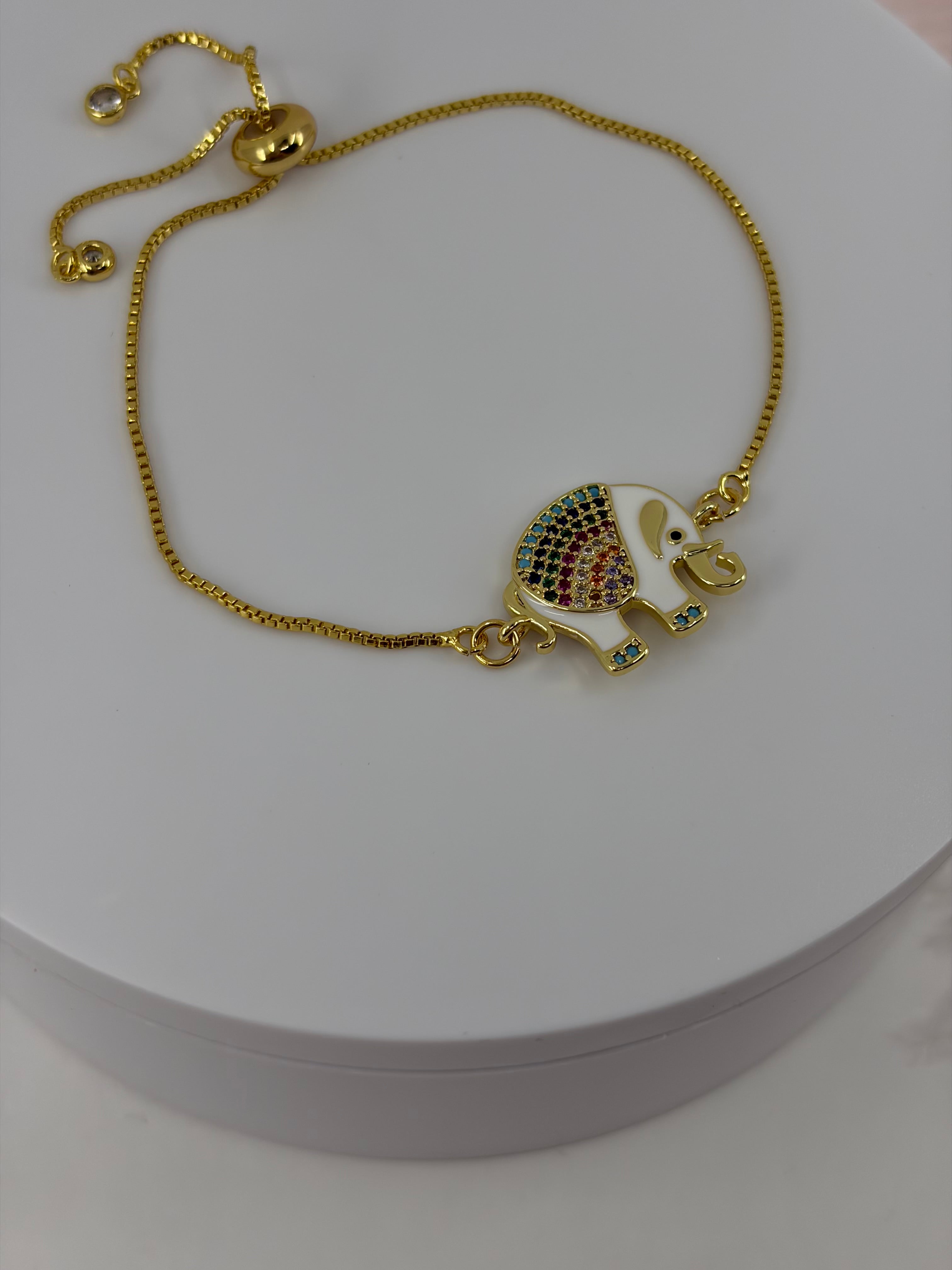Elephant bracelet with slider chain