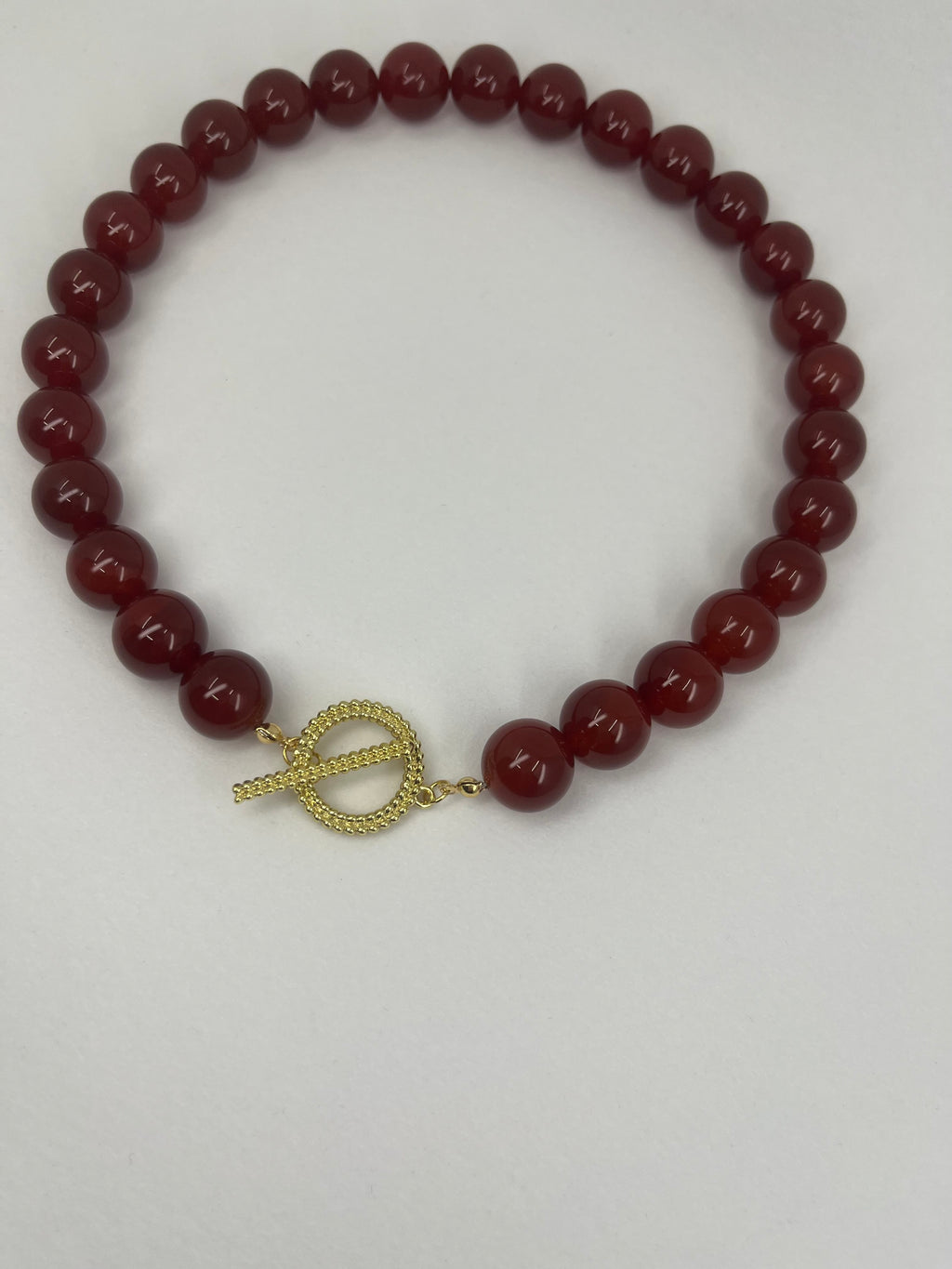 Natural Carnelian Necklace, 18K Gold Plated Clasp