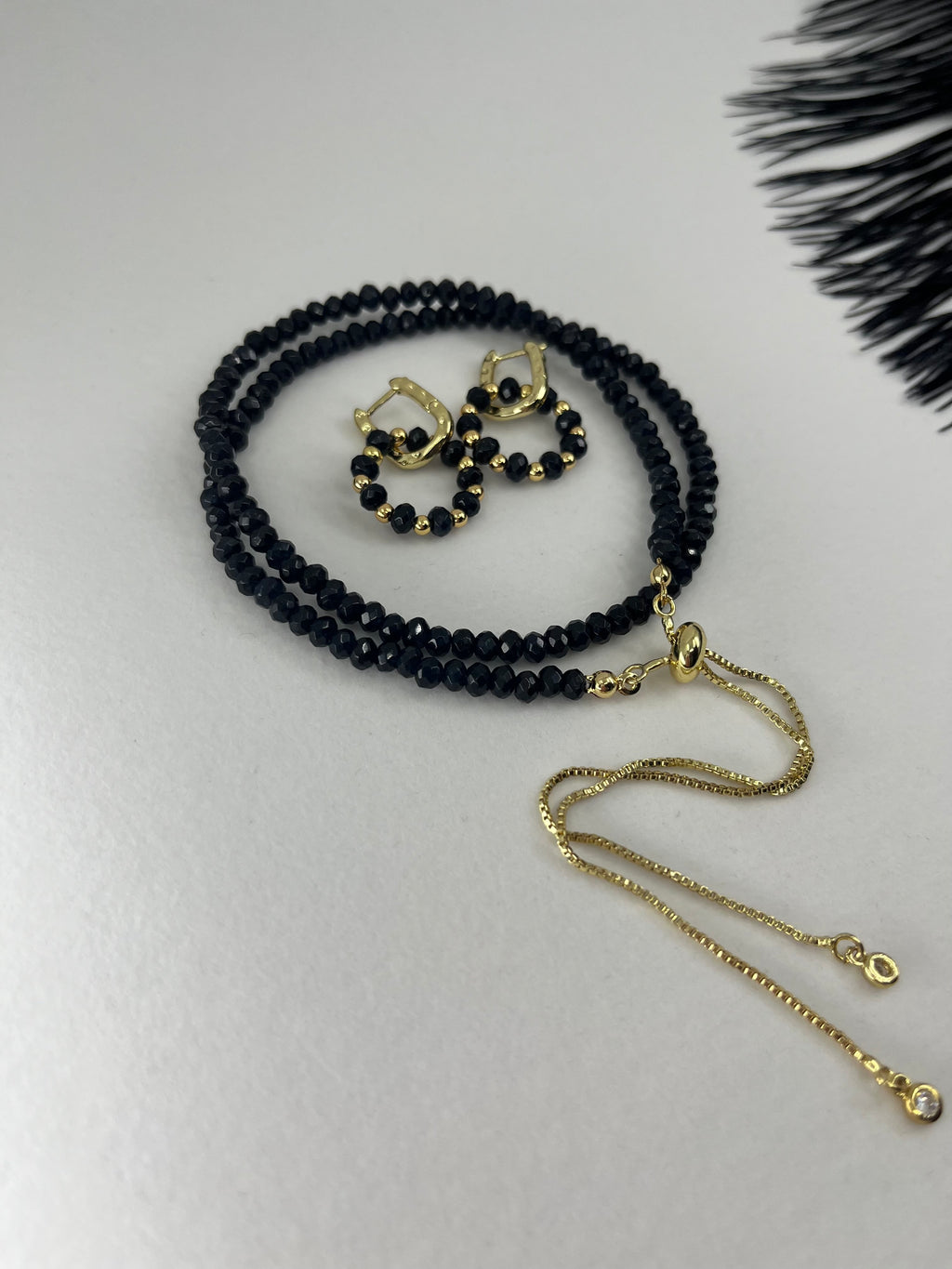 Set: Natural Malaysia Jade Y-Necklace & Earrings, Dark Blue