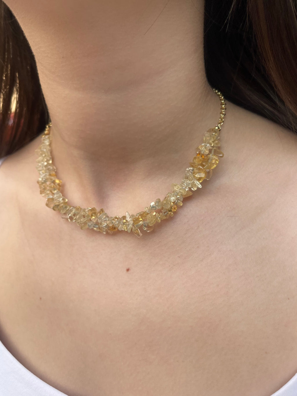 Natural Citrine Necklace, 18k gold plated