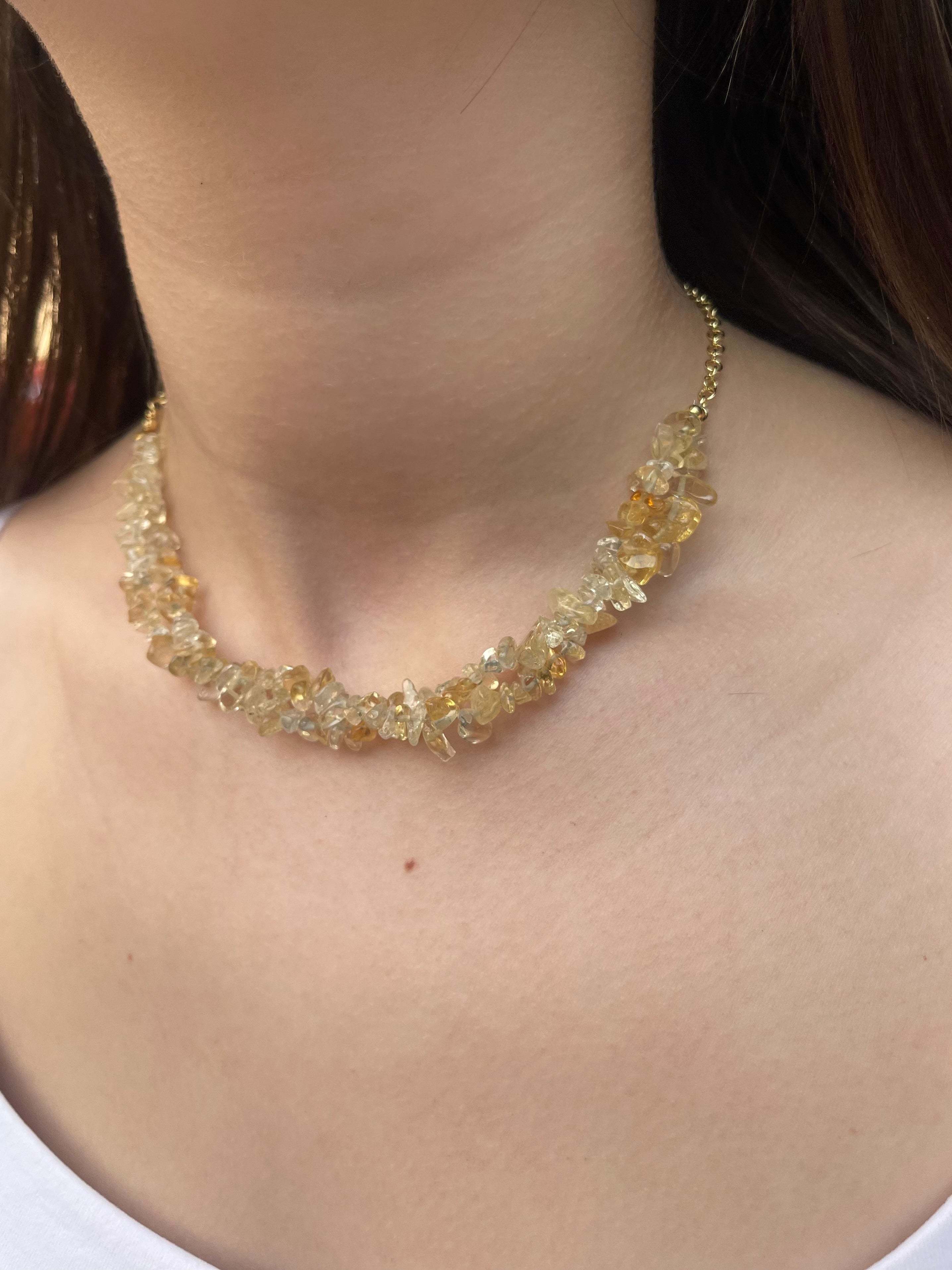 Natural Citrine Necklace, 18k gold plated