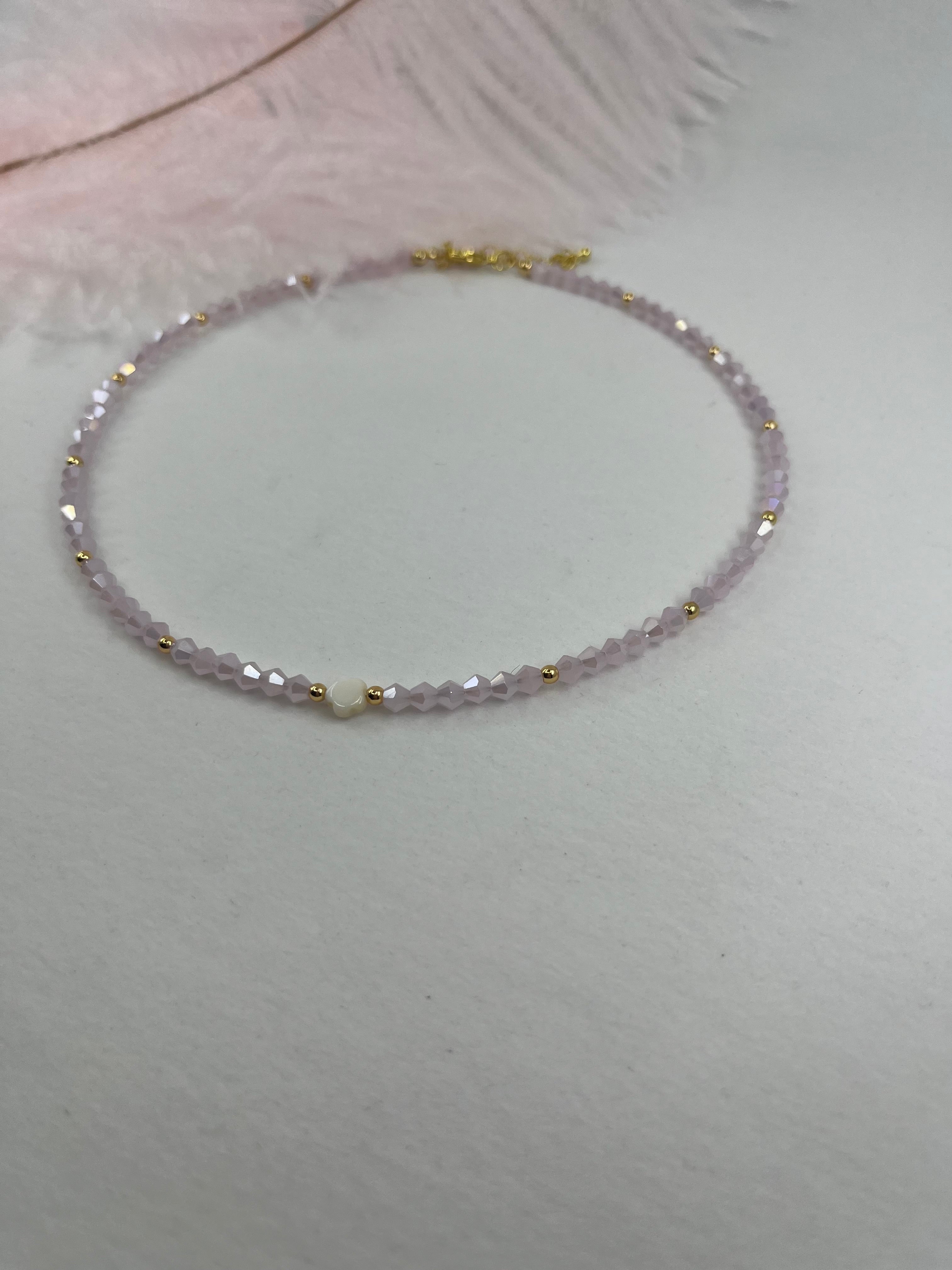 Pink Crystal Choker Necklace – 18K Gold Plated clasp