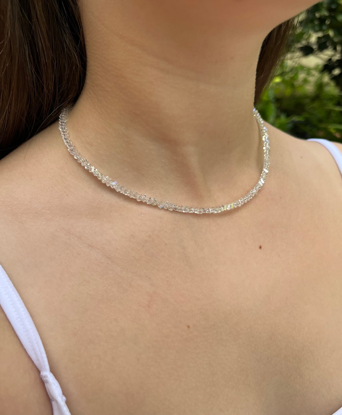 Delicate Crystal Choker Necklace – 4 Colors | Faceted Jewelry Crystal Beads | 18K Gold Plated Brass Chain |