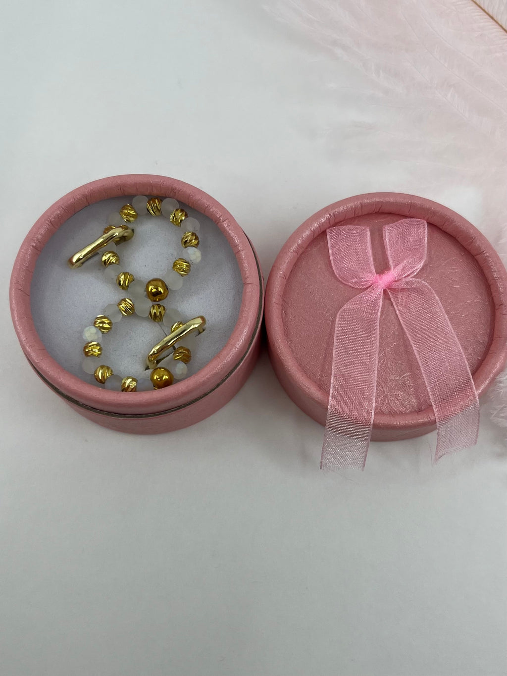 Beaded Hoop Earrings, 18K gold plated