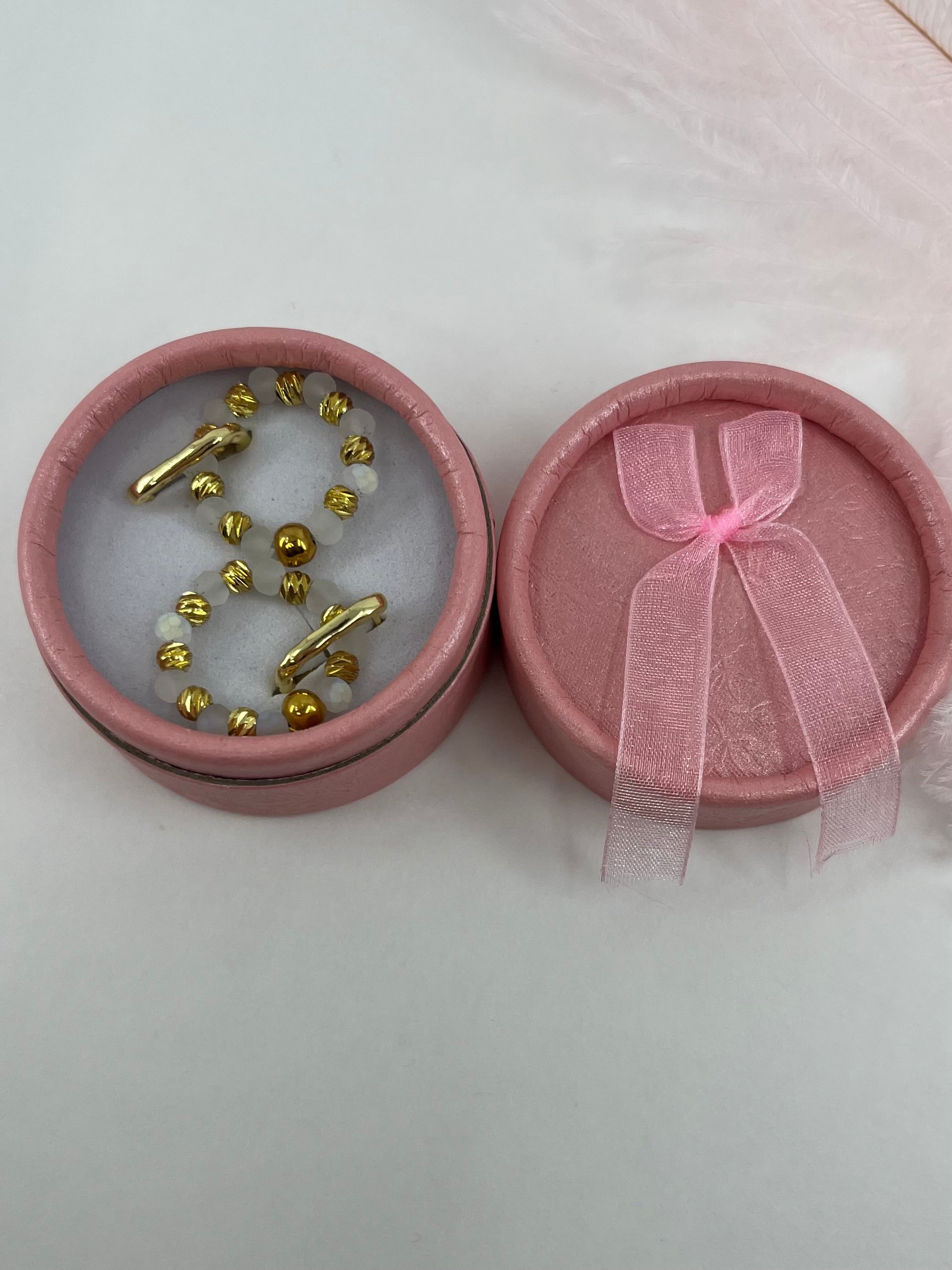 Beaded Hoop Earrings, 18K gold plated