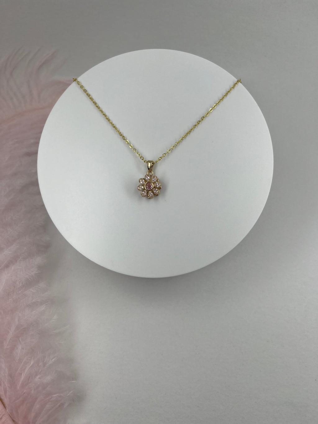 18K Gold Flower Spinner Pendant Necklace