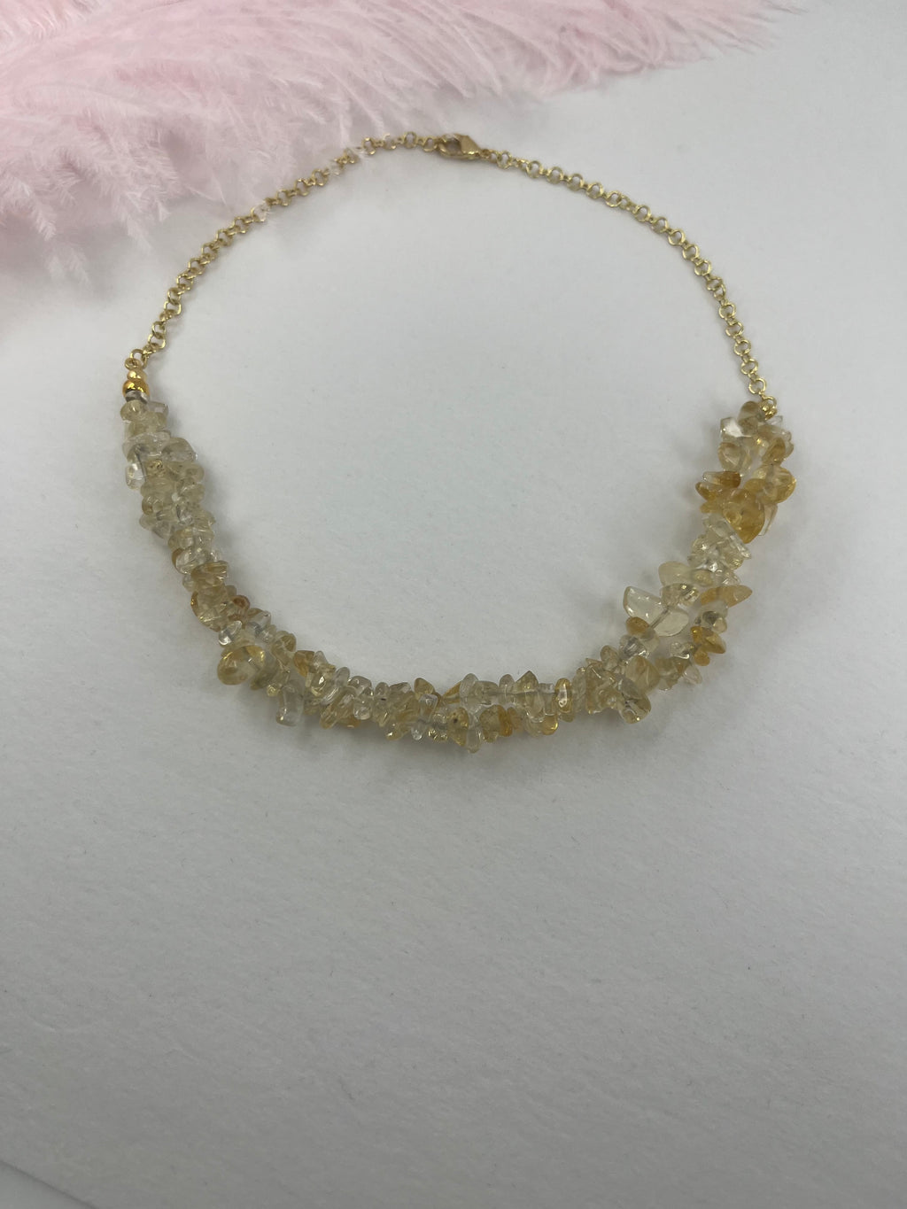 Natural Citrine Necklace, 18k gold plated