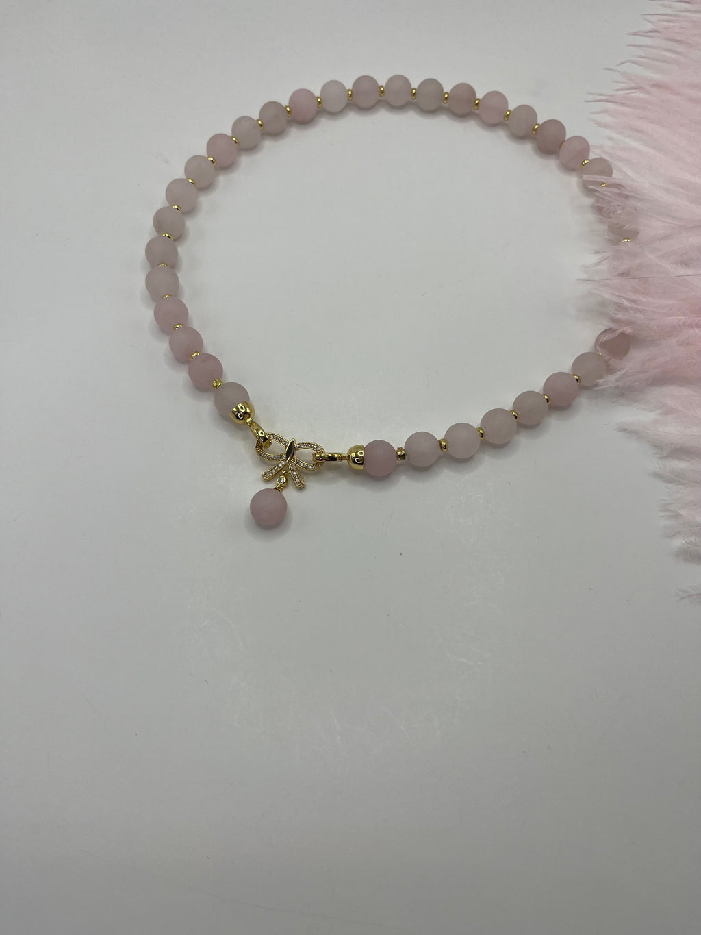 Set: Rose Quartz Necklace and Earrings