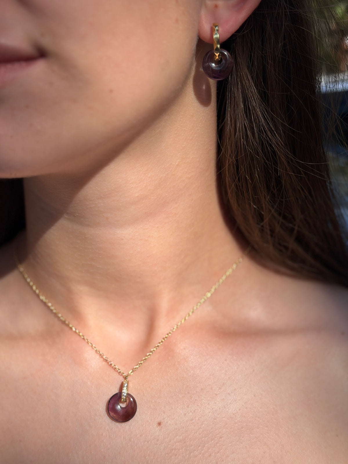 Amethyst Donut Earrings and Necklace