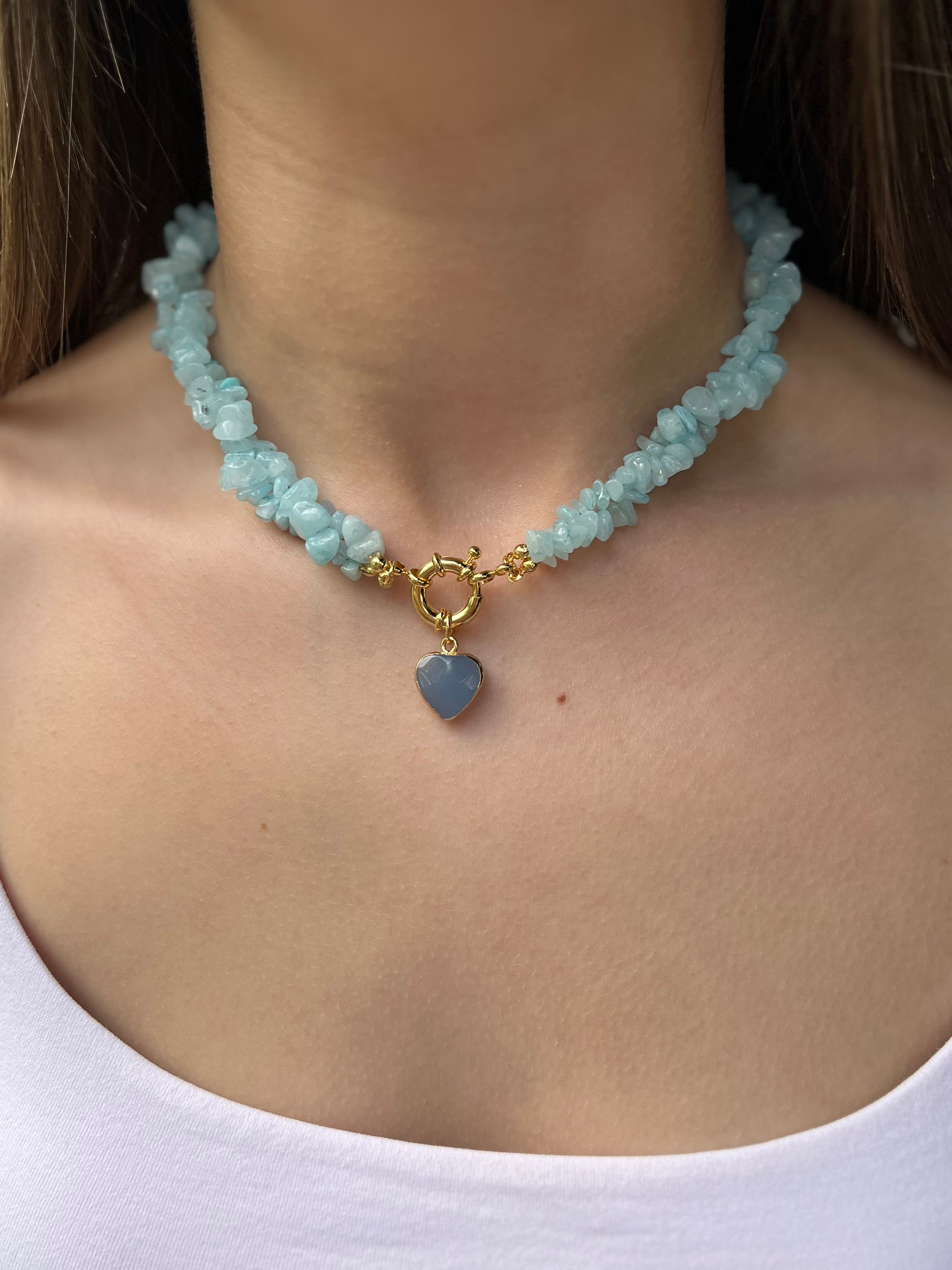 Natural Jade Necklace with Jade heart pendant