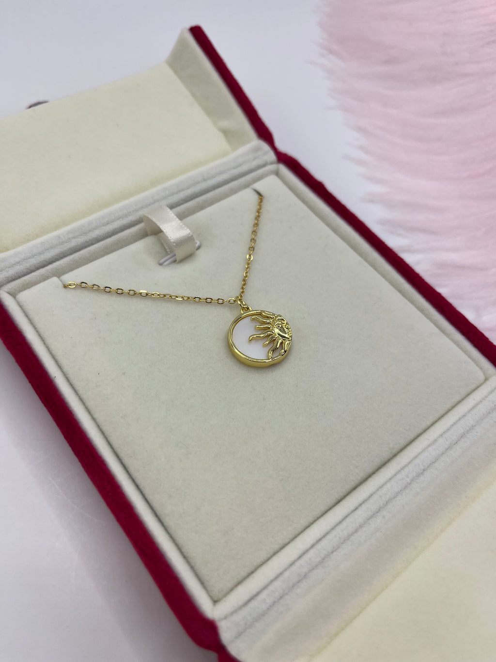 Sun Shell Necklace, Real 18K Gold Plated