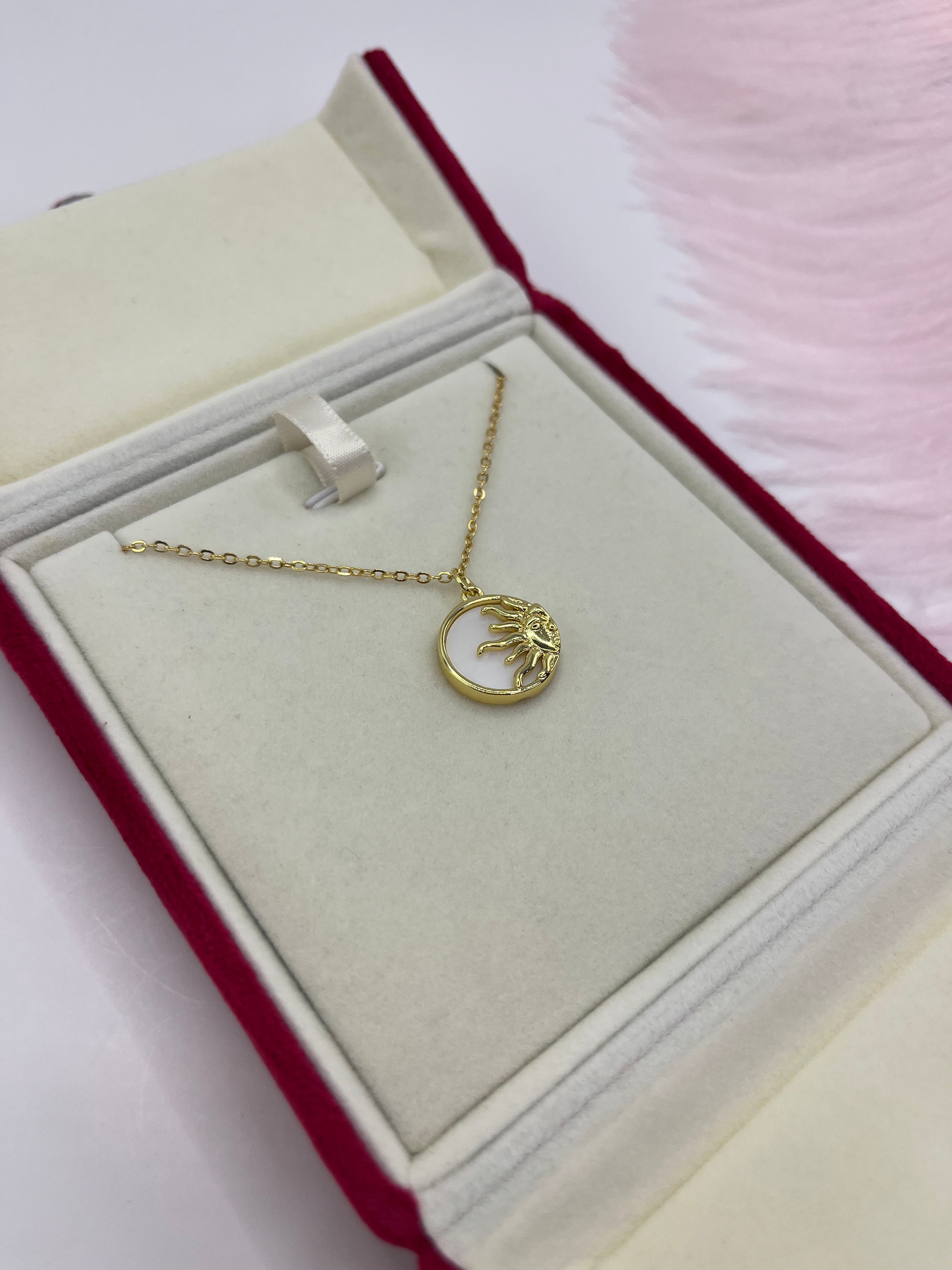 Sun Shell Necklace, Real 18K Gold Plated