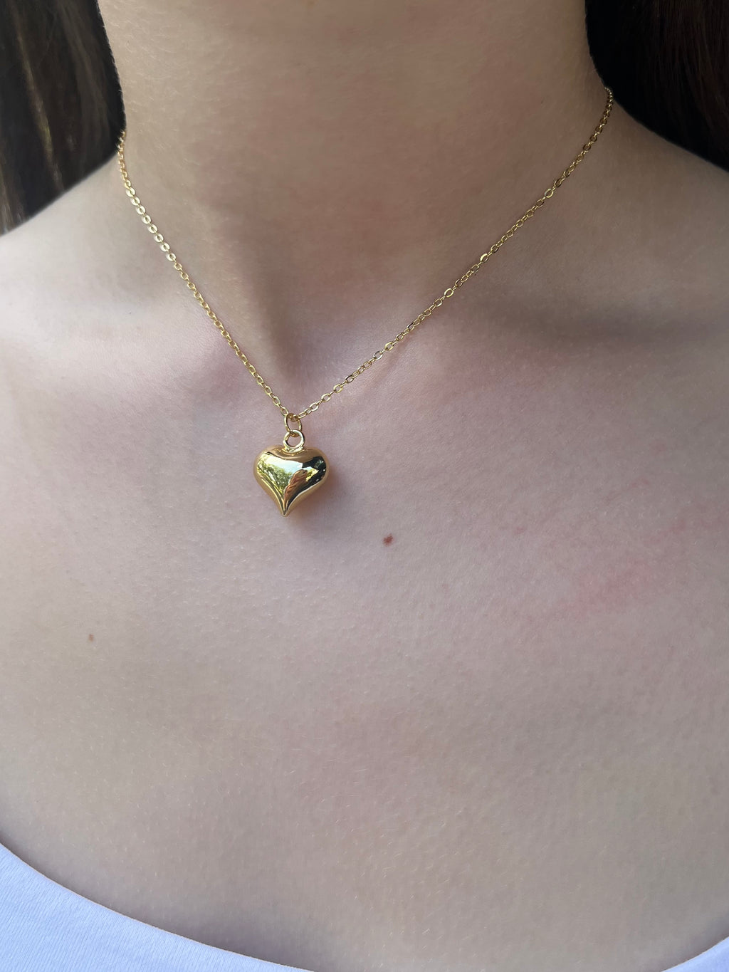 Gold Heart Necklace, Real 18K Gold Plated