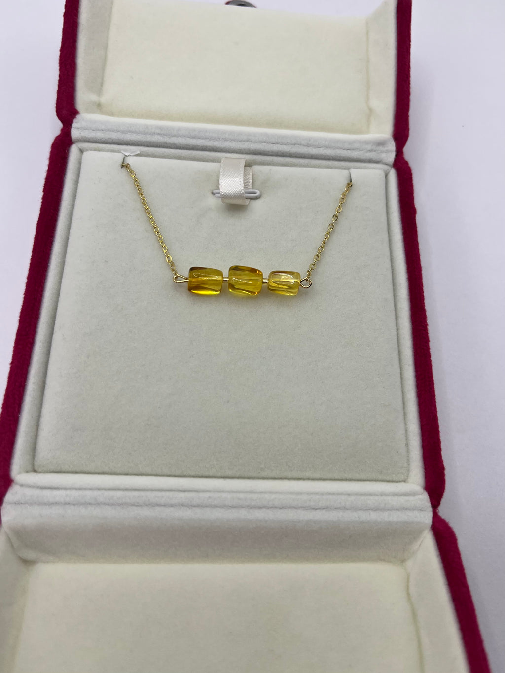 Natural Amber Necklace, chain 18k plated