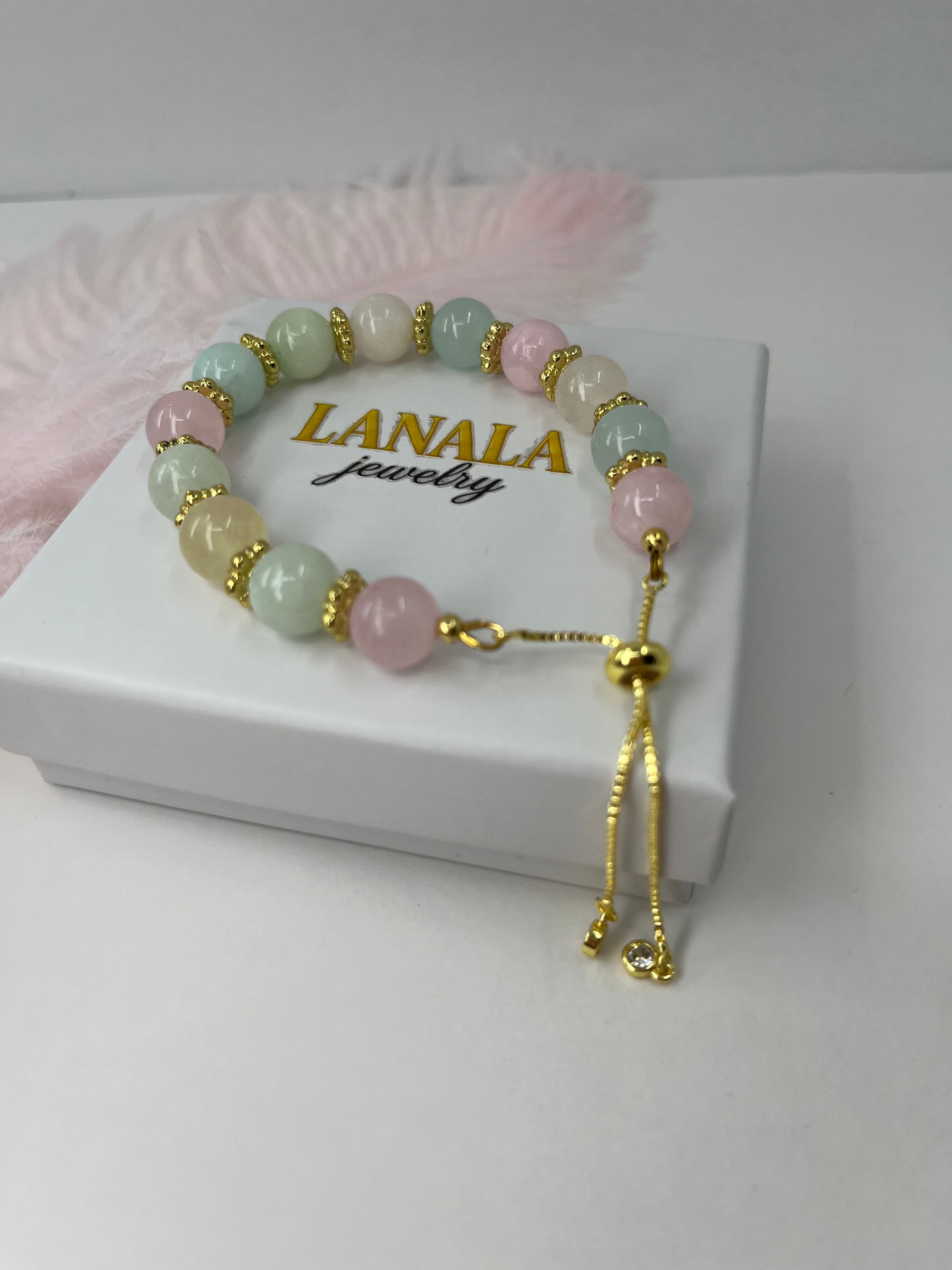 Jade Bracelet with 18K Gold Plated slider
