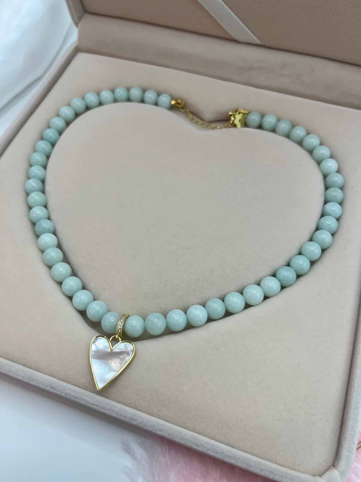 Natural Malaysia Jade Necklace with 18K Gold Heart Pendant