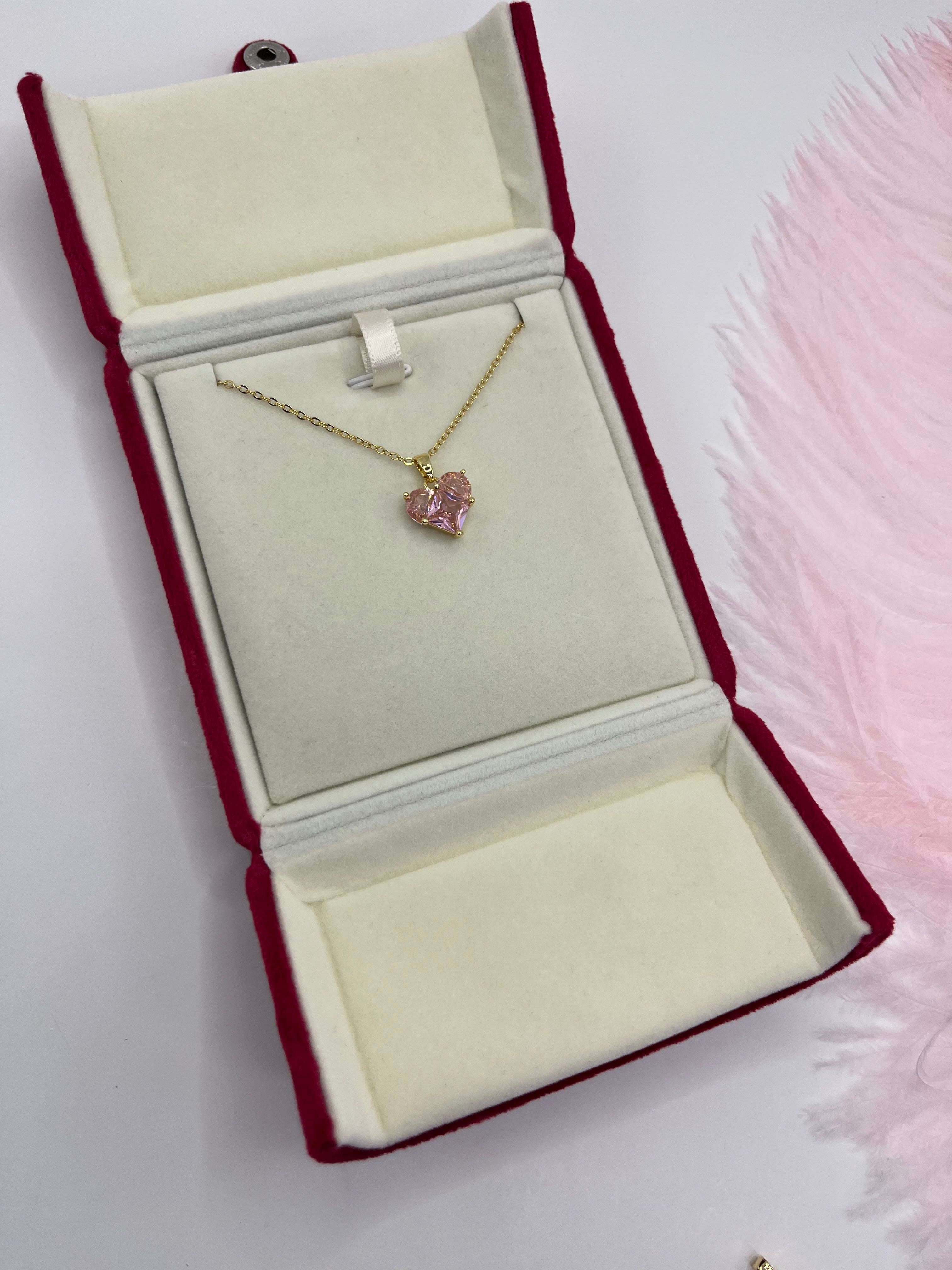 Heart Zirconia Necklace, Real 18K Gold Plated