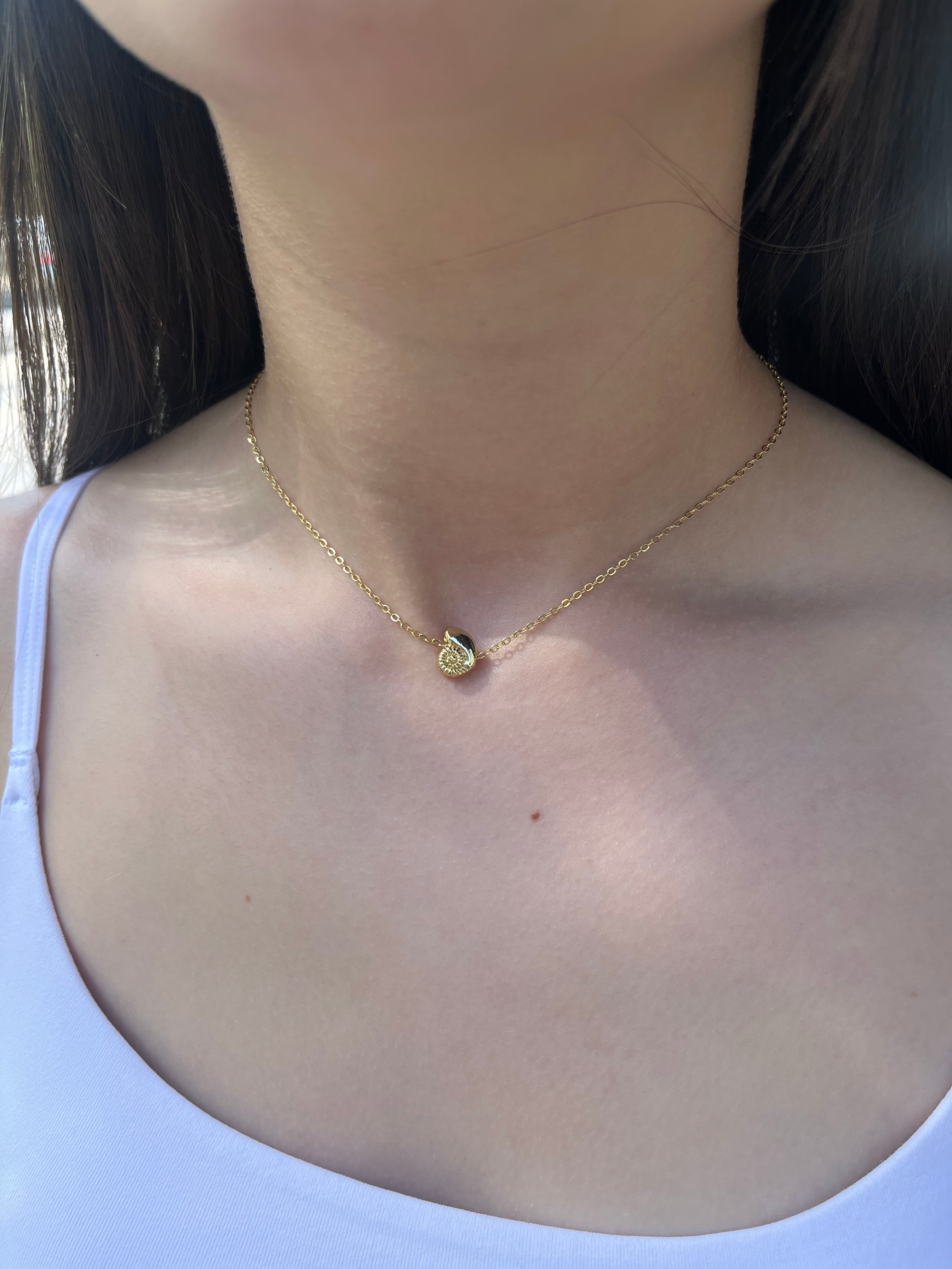 Necklace with 14K Gold shell pendant