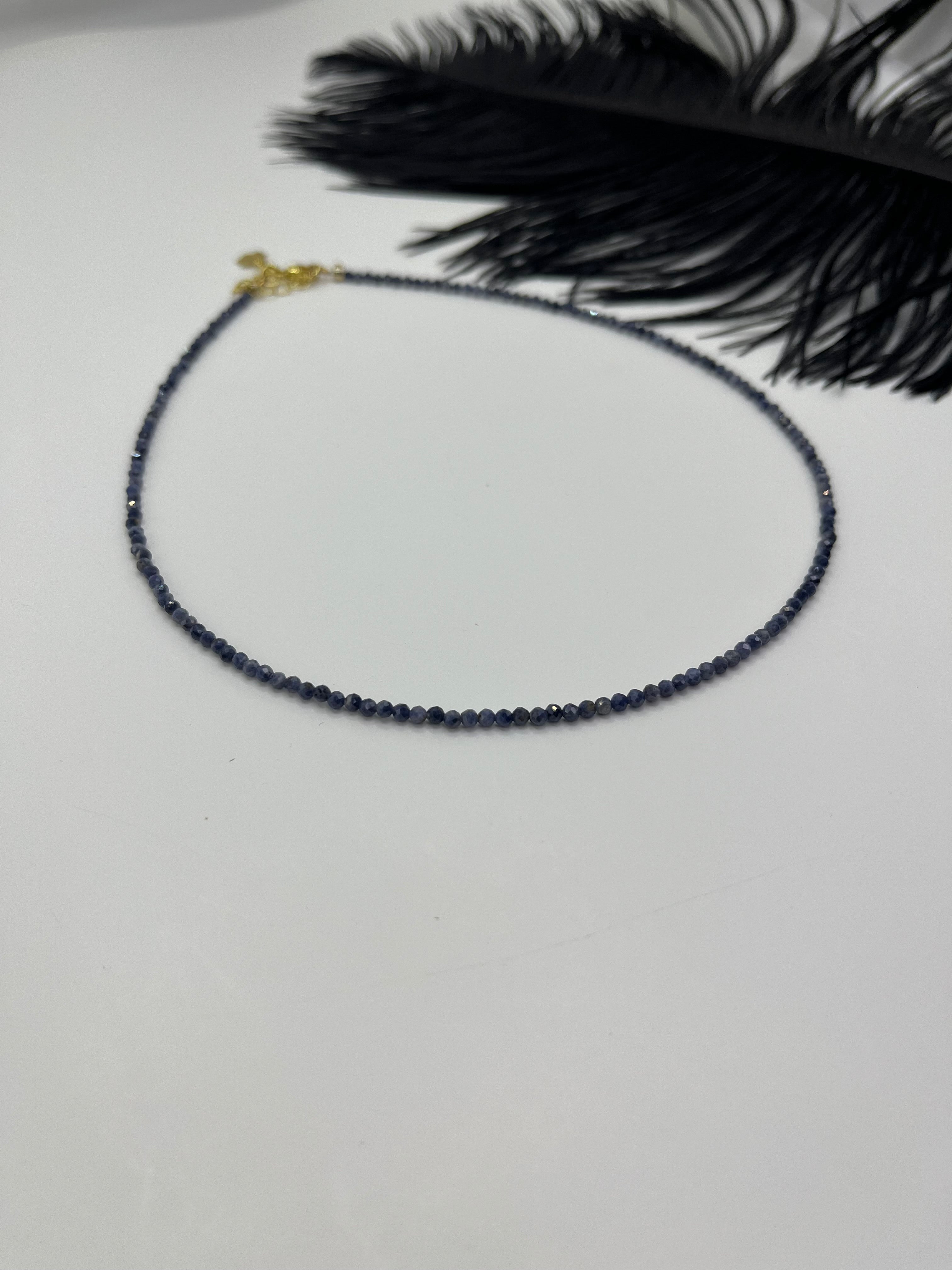 Sapphire Necklace: 18K Gold Plated clasp