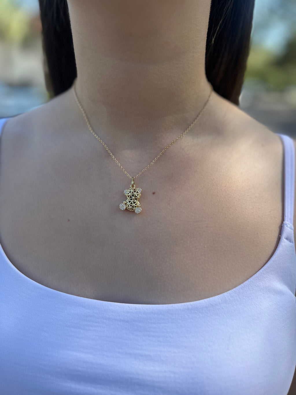 Teddy Bear Necklace, pendant  Real 16K Gold Plated