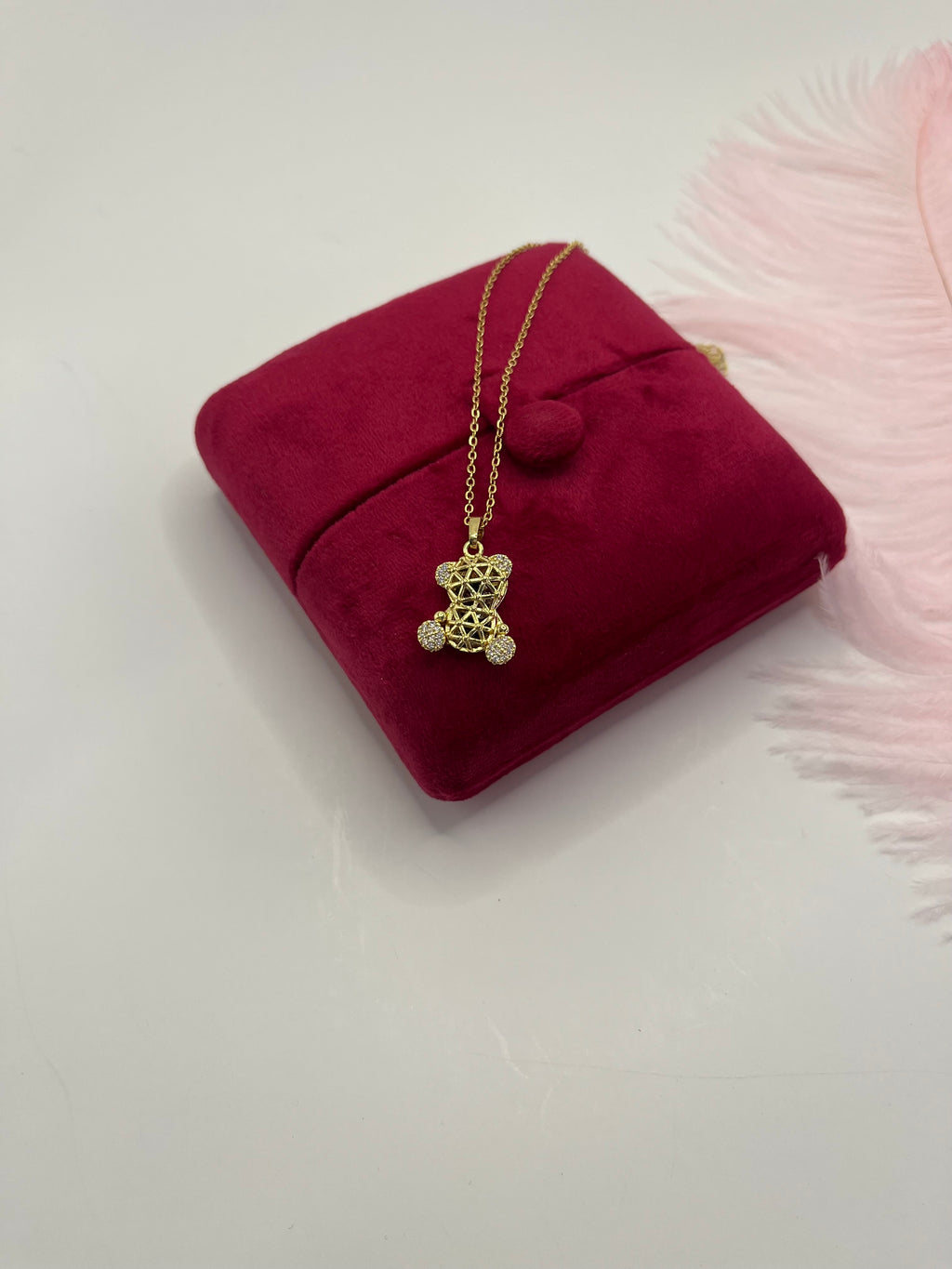 Teddy Bear Necklace, pendant  Real 16K Gold Plated
