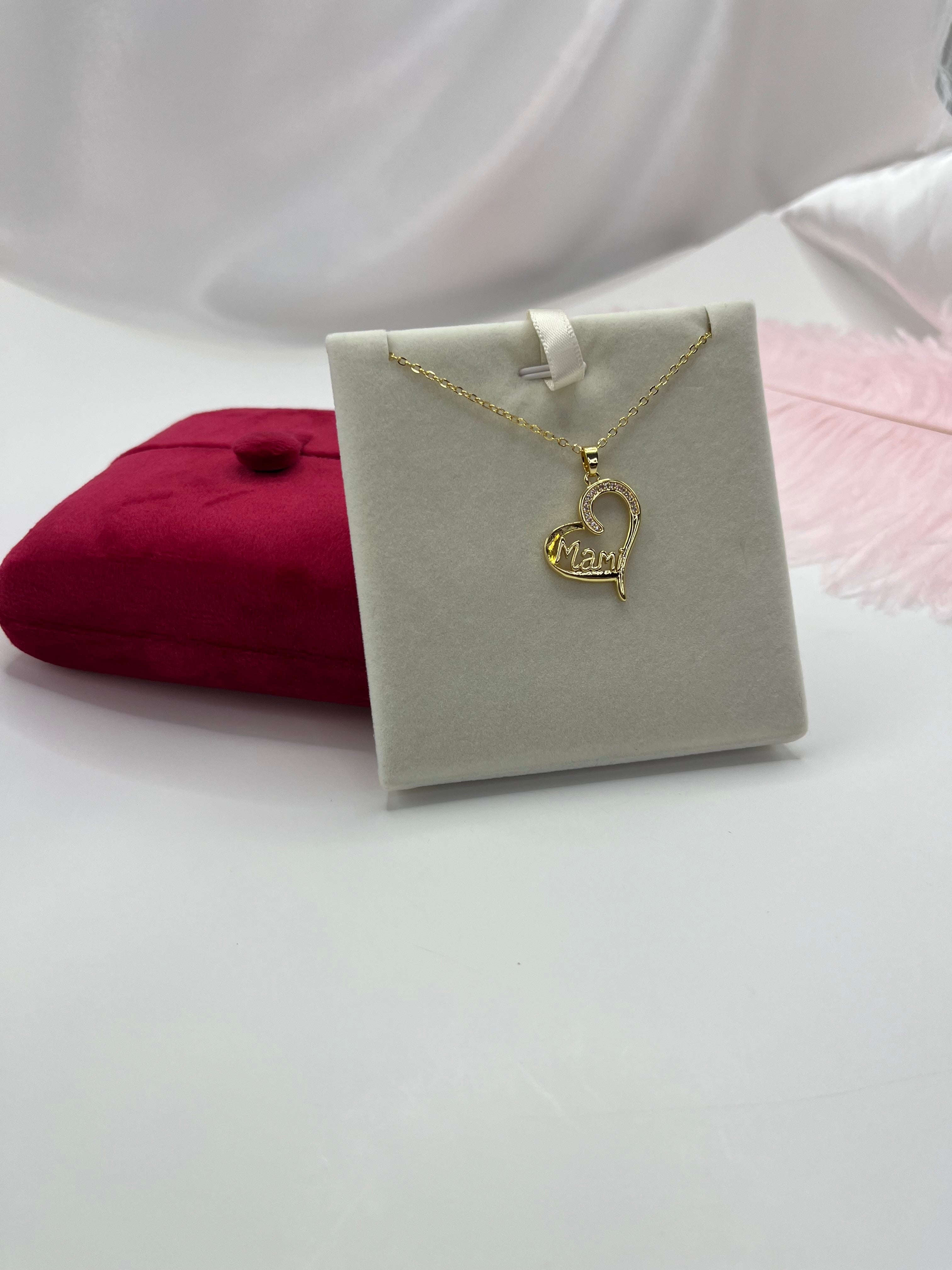 Mothers Necklace, Heart pendant  Real 18K Gold Plated