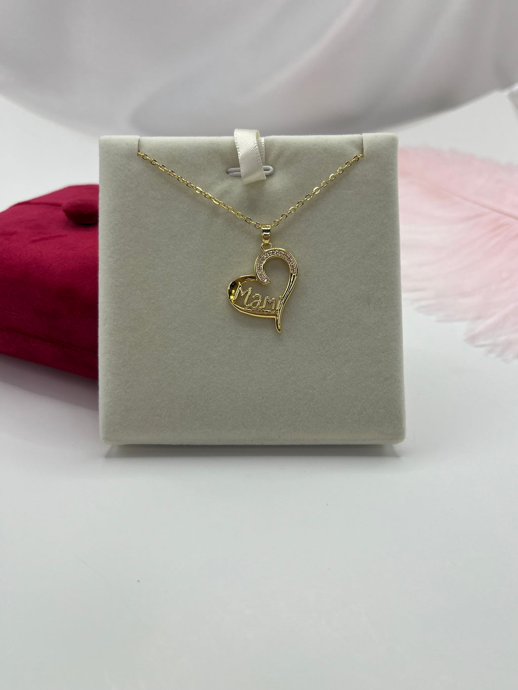 Mothers Necklace, Heart pendant  Real 18K Gold Plated