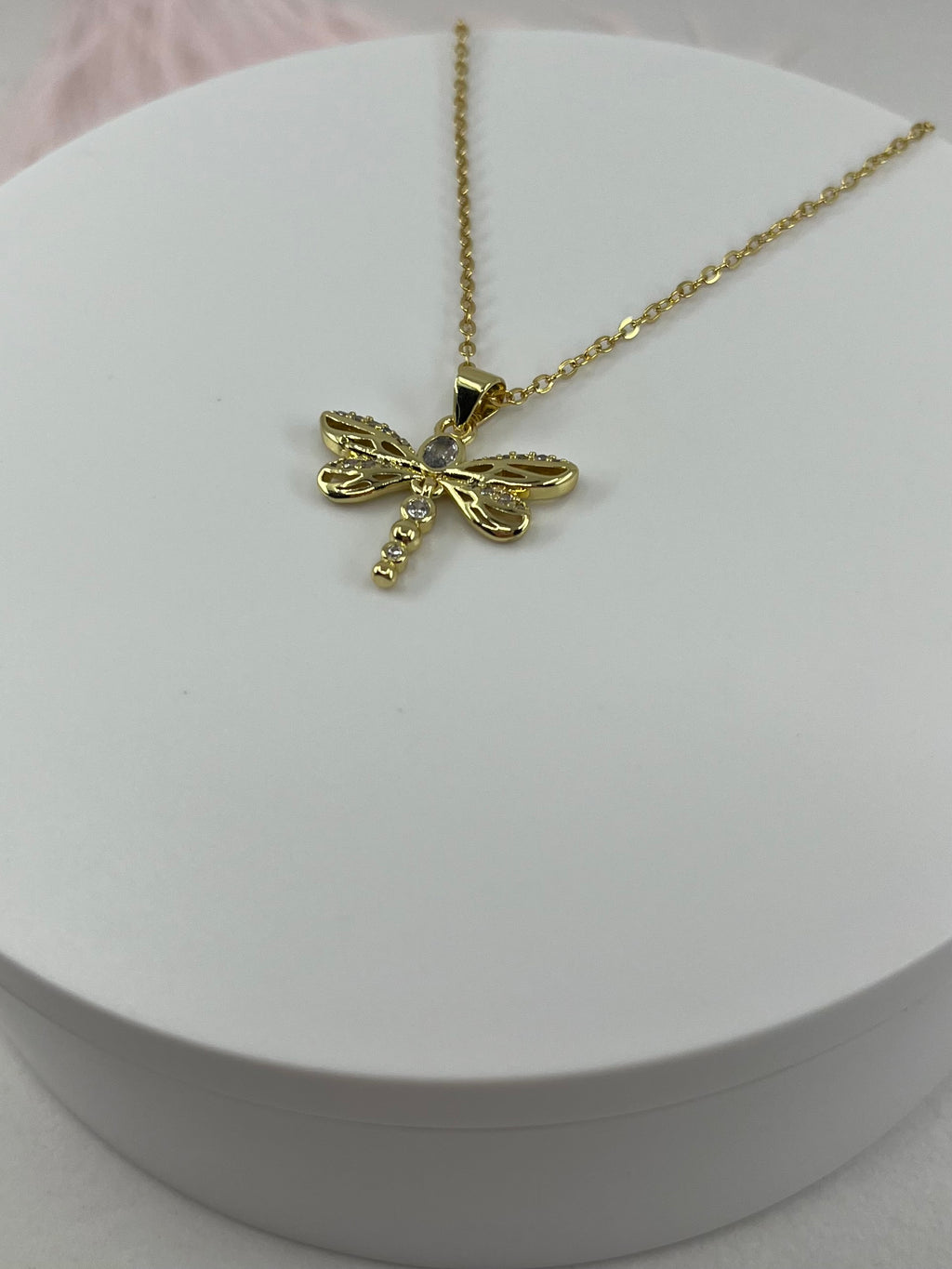 Dragonfly Choker Necklace, Real 18K Gold Plated